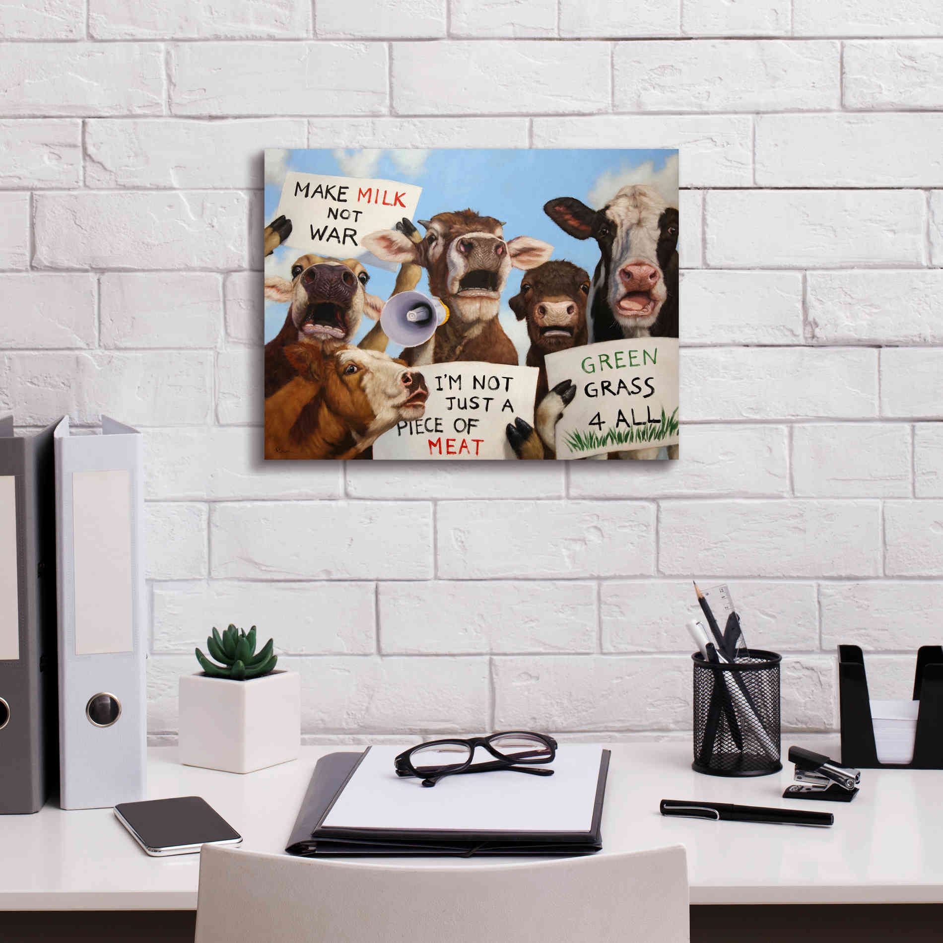 'Political Moooovement' by Lucia Heffernan, Canvas Wall Art,16x12