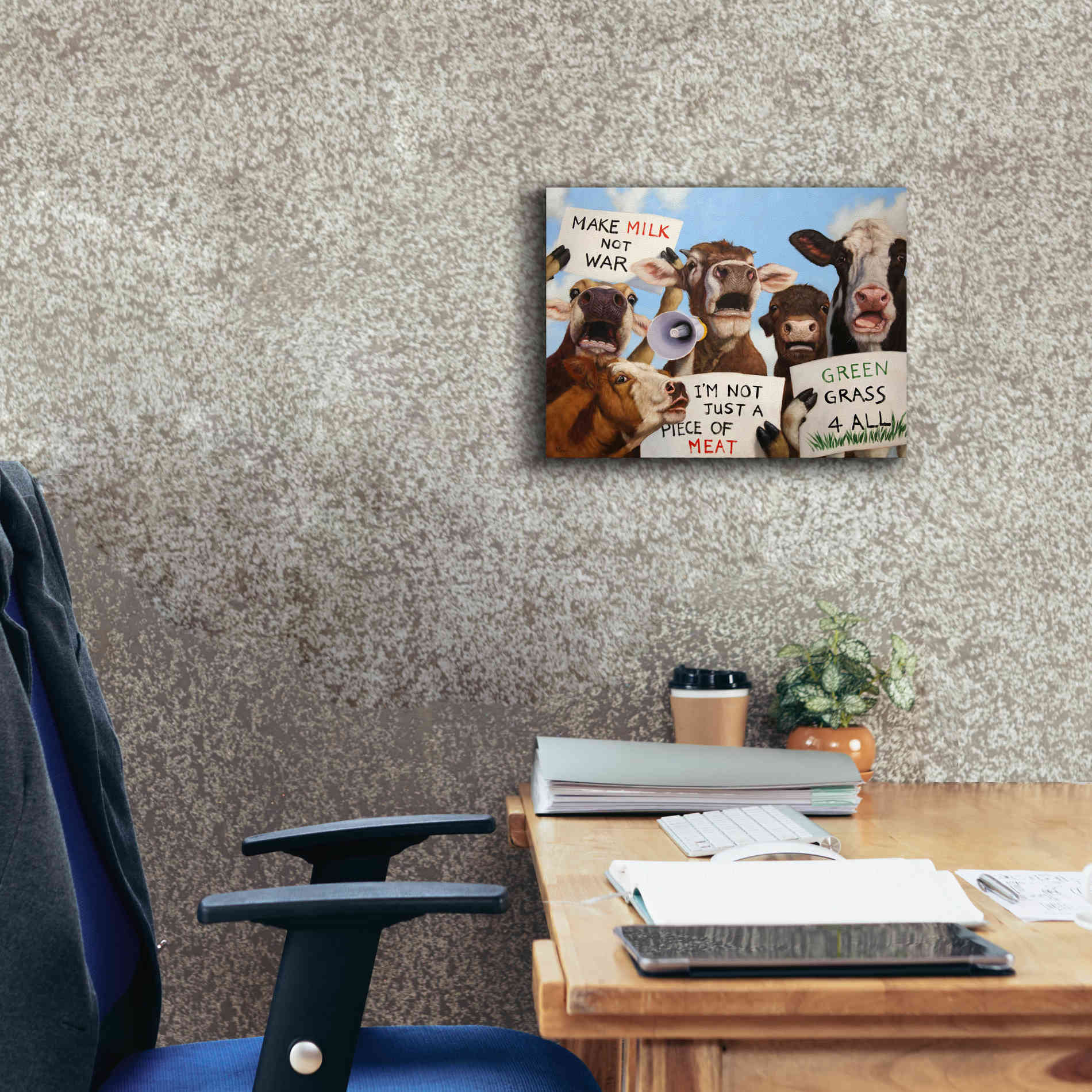 'Political Moooovement' by Lucia Heffernan, Canvas Wall Art,16x12