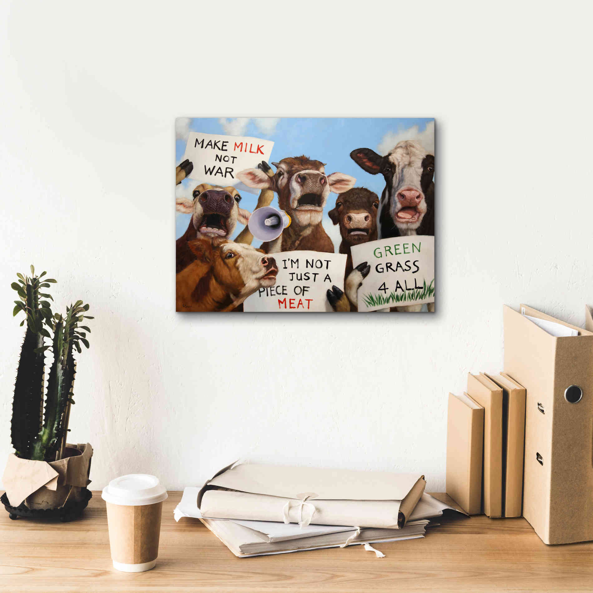 'Political Moooovement' by Lucia Heffernan, Canvas Wall Art,16x12