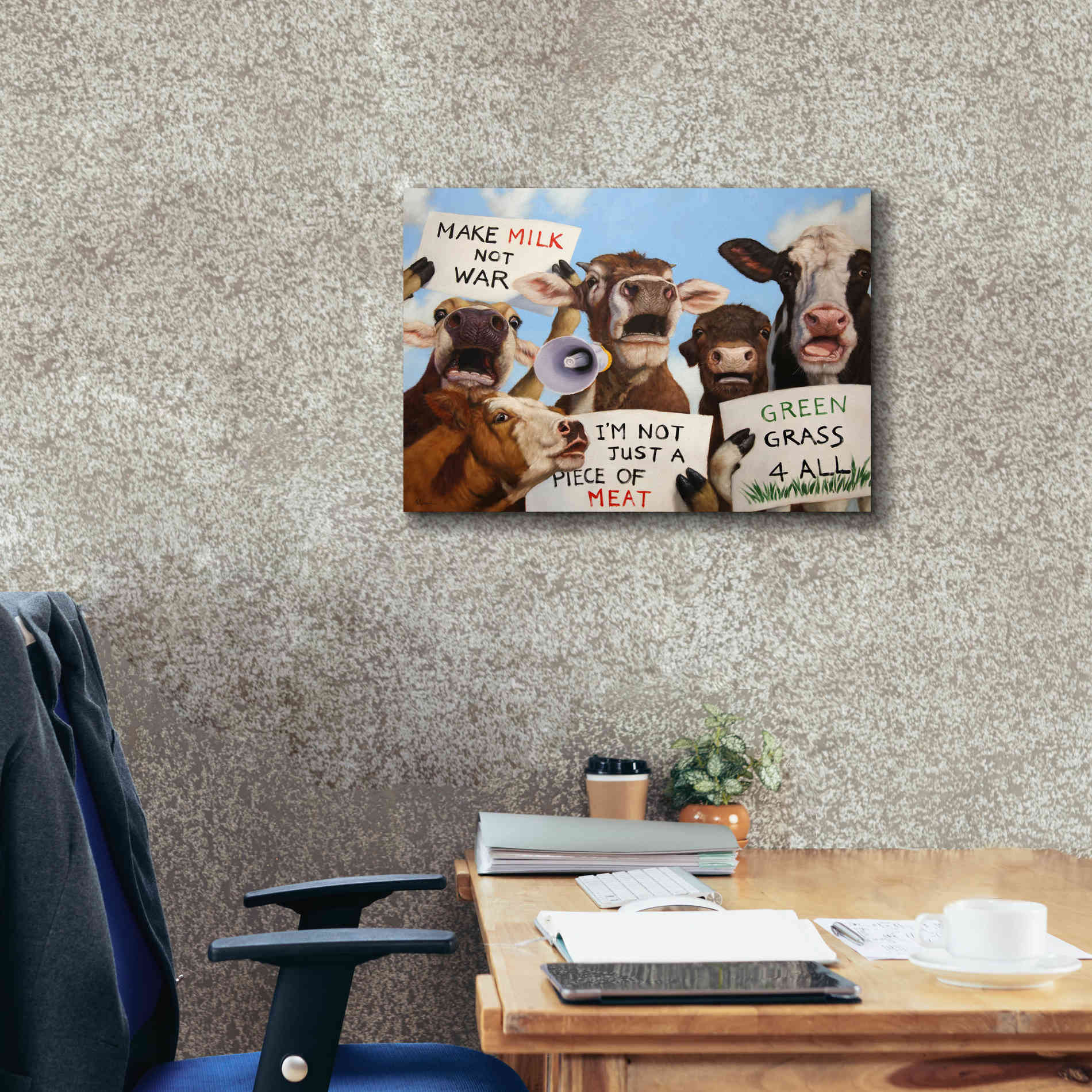 'Political Moooovement' by Lucia Heffernan, Canvas Wall Art,26x18