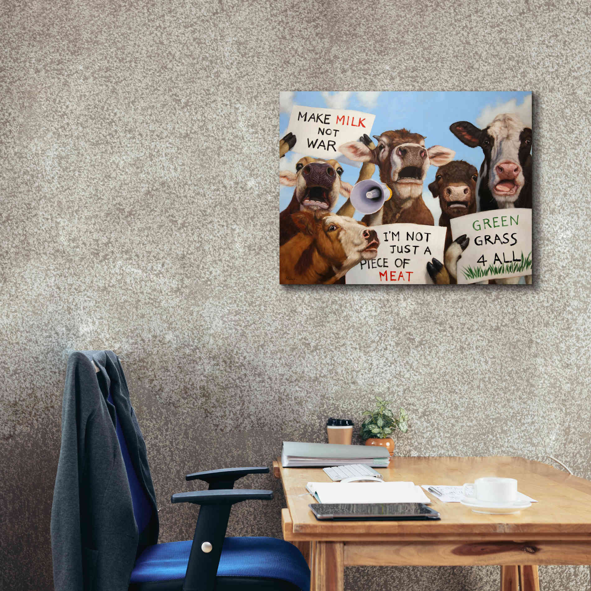 'Political Moooovement' by Lucia Heffernan, Canvas Wall Art,34x26