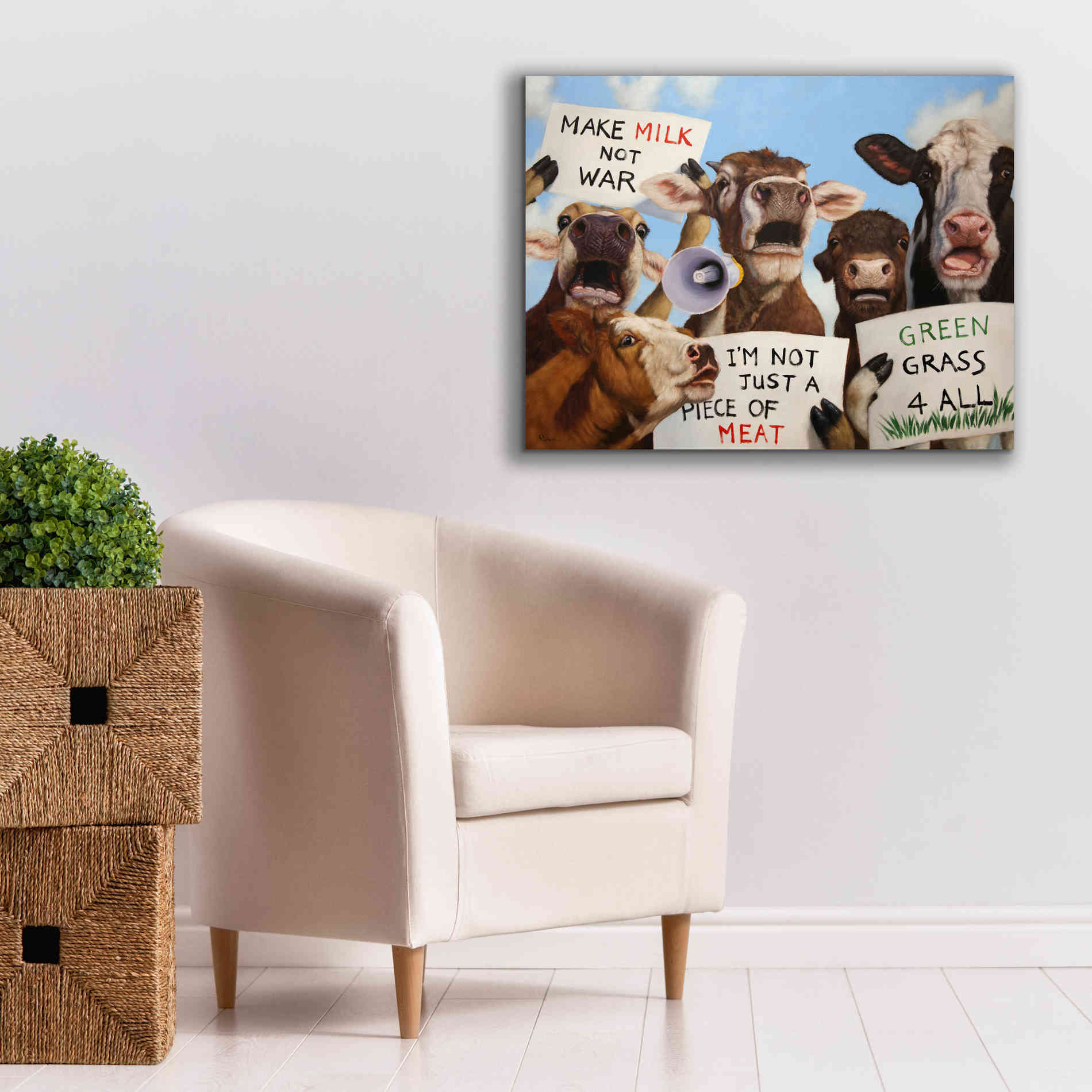 'Political Moooovement' by Lucia Heffernan, Canvas Wall Art,34x26