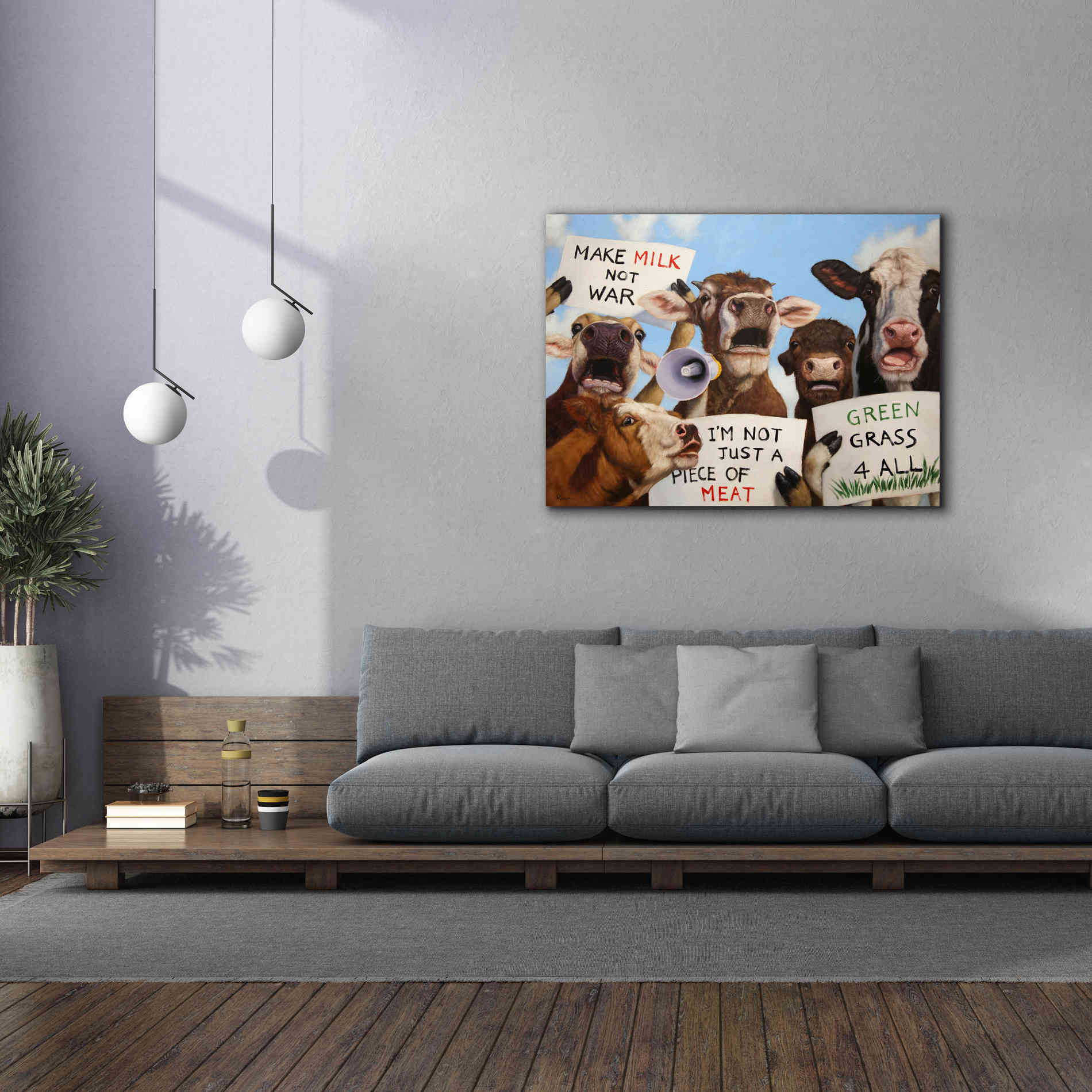 'Political Moooovement' by Lucia Heffernan, Canvas Wall Art,54x40