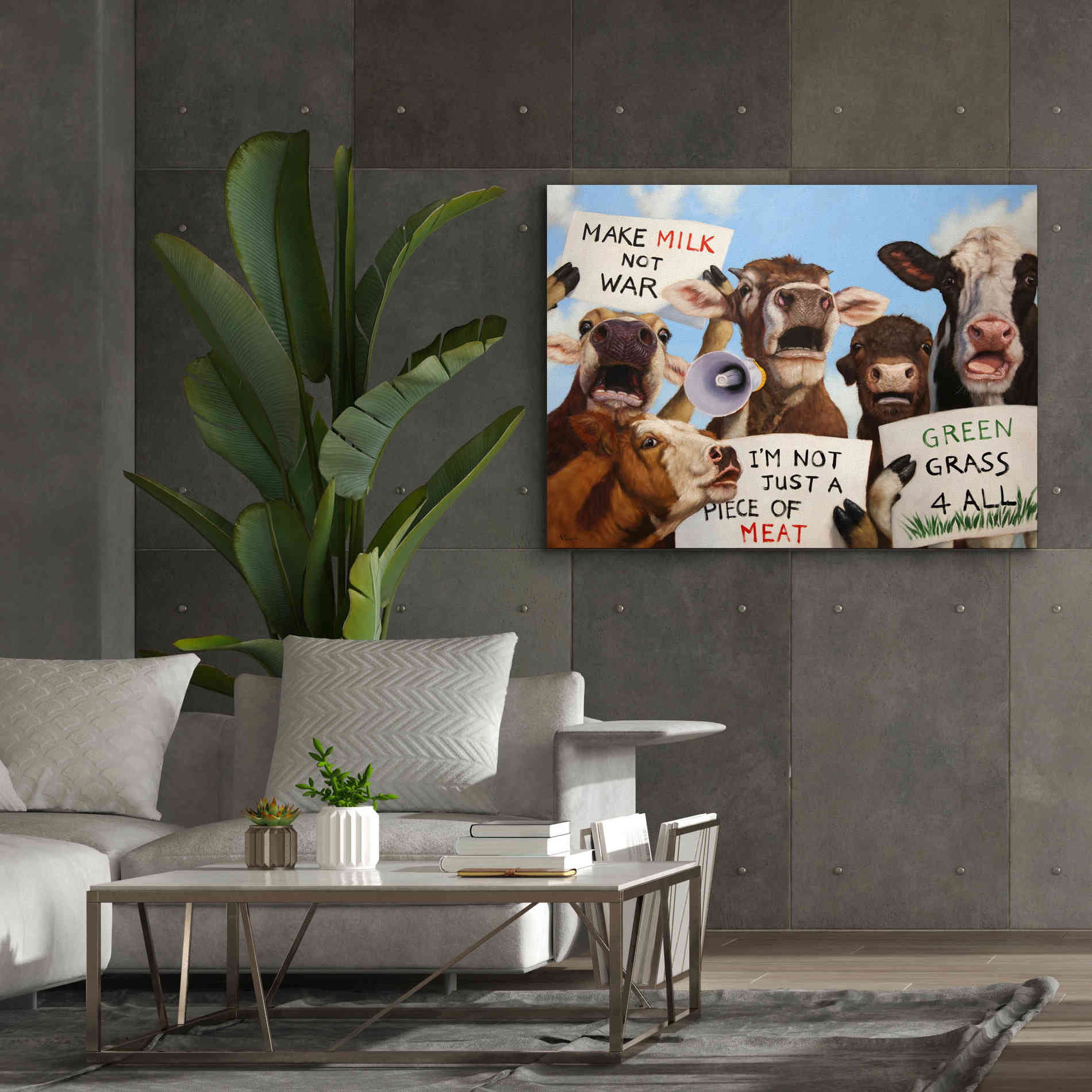 'Political Moooovement' by Lucia Heffernan, Canvas Wall Art,54x40