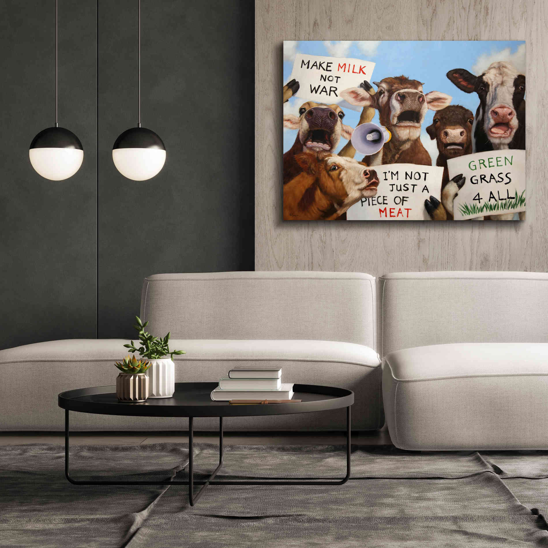 'Political Moooovement' by Lucia Heffernan, Canvas Wall Art,54x40