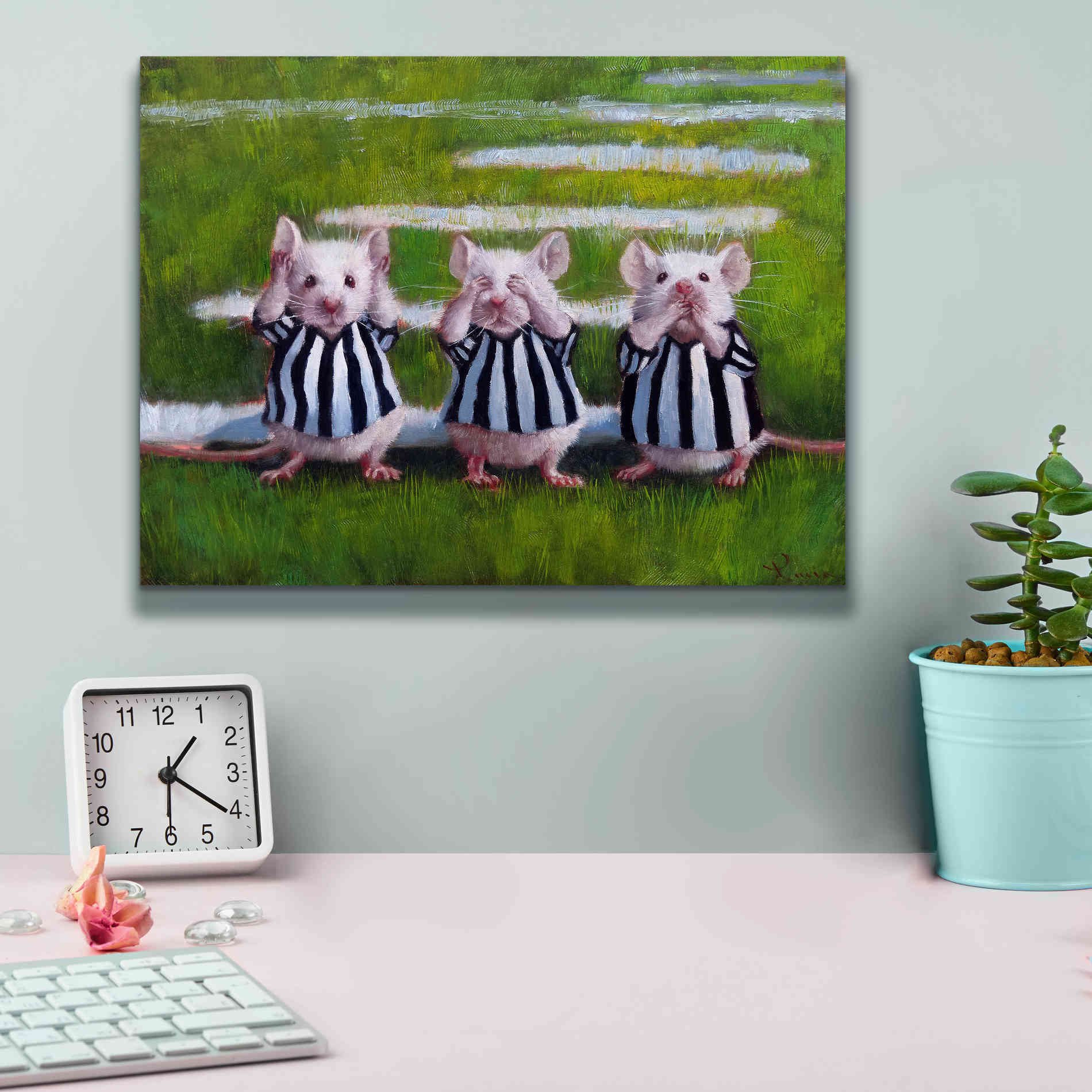 'Three Blind Mice' by Lucia Heffernan, Canvas Wall Art,16x12