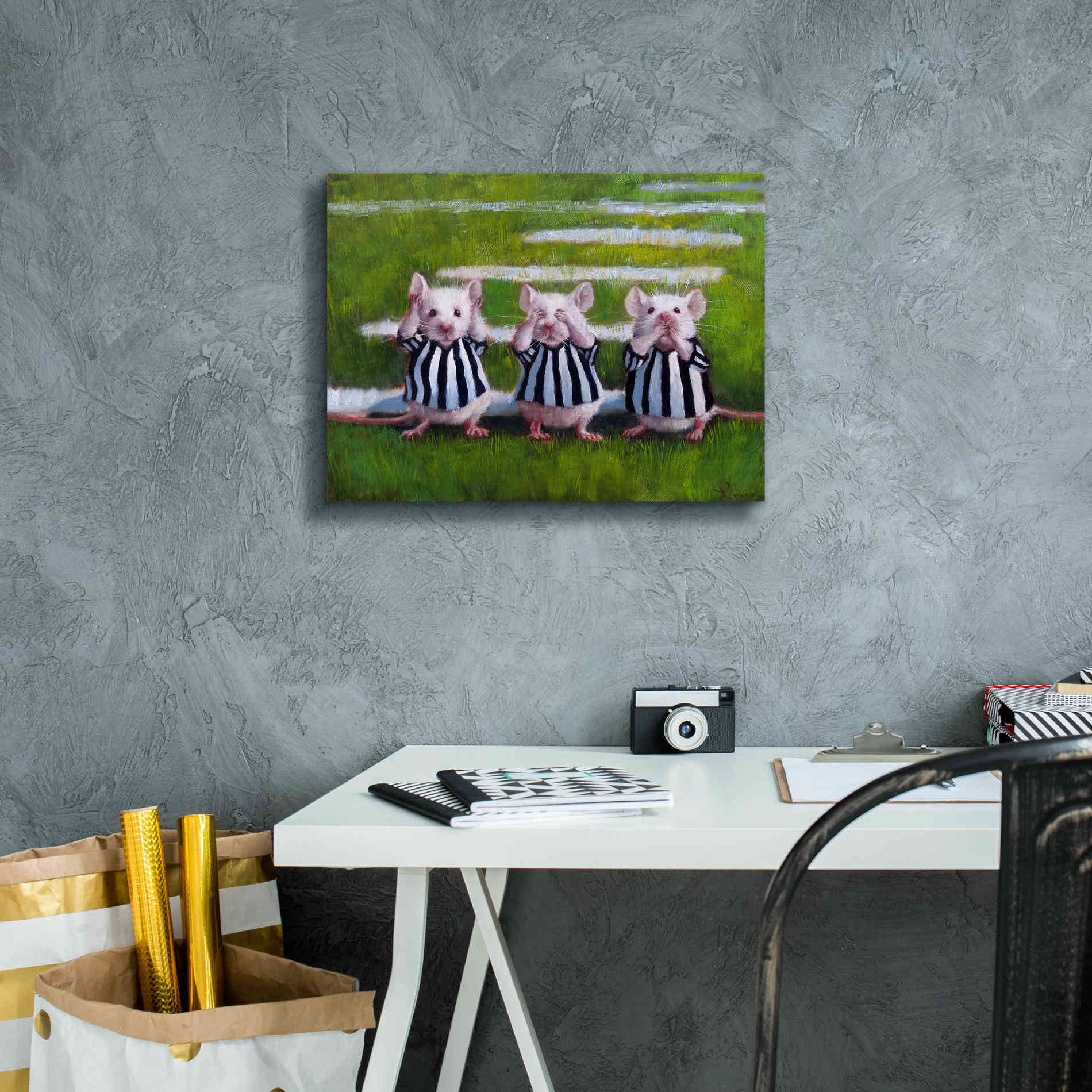 'Three Blind Mice' by Lucia Heffernan, Canvas Wall Art,16x12