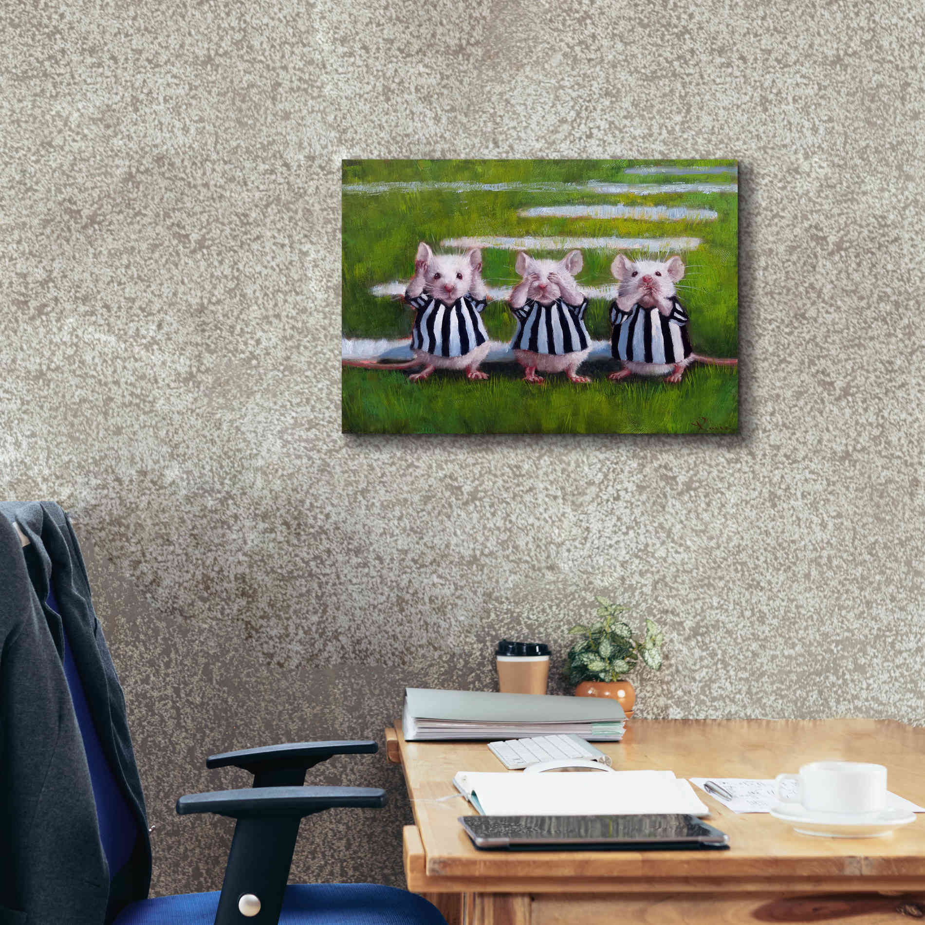 'Three Blind Mice' by Lucia Heffernan, Canvas Wall Art,26x18