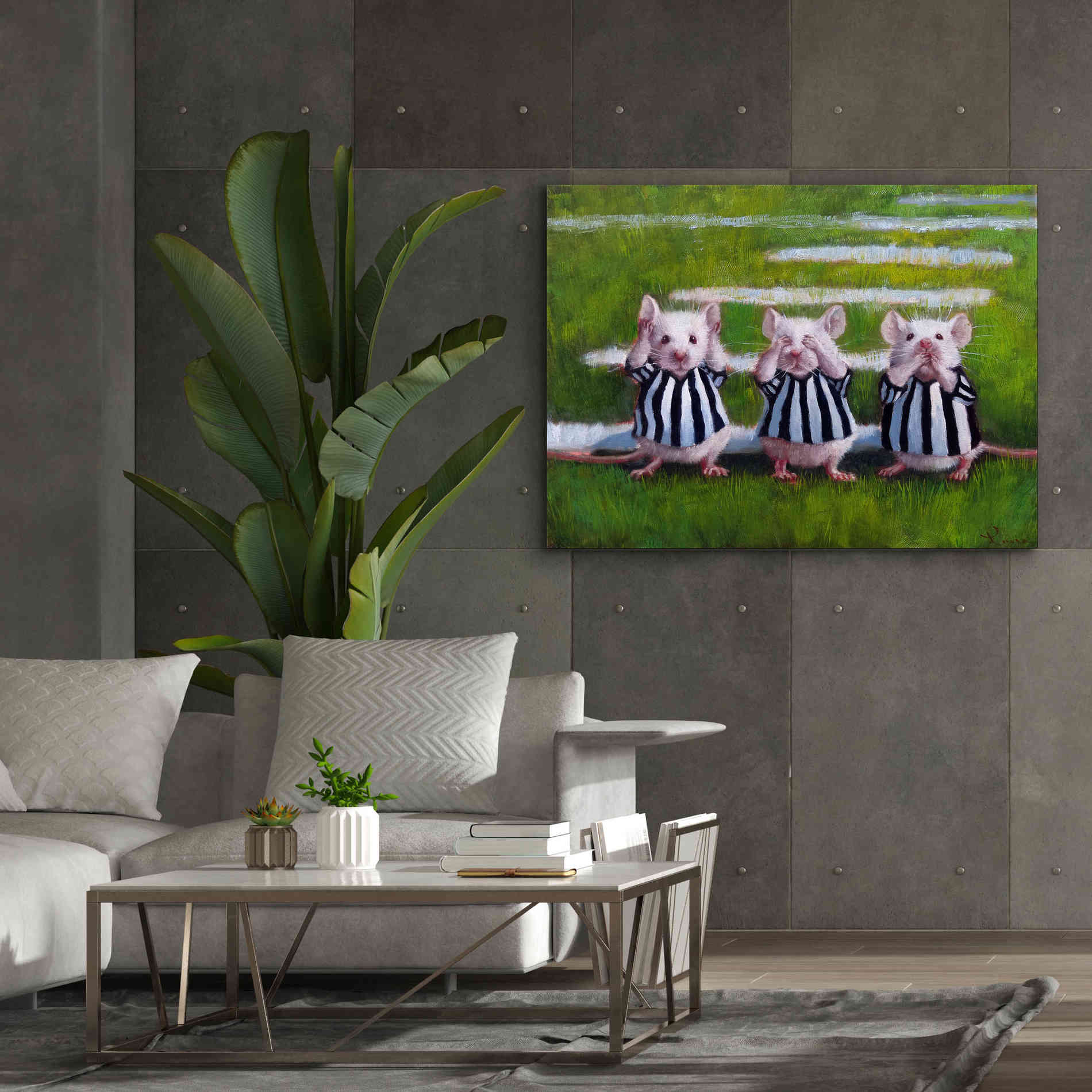 'Three Blind Mice' by Lucia Heffernan, Canvas Wall Art,54x40