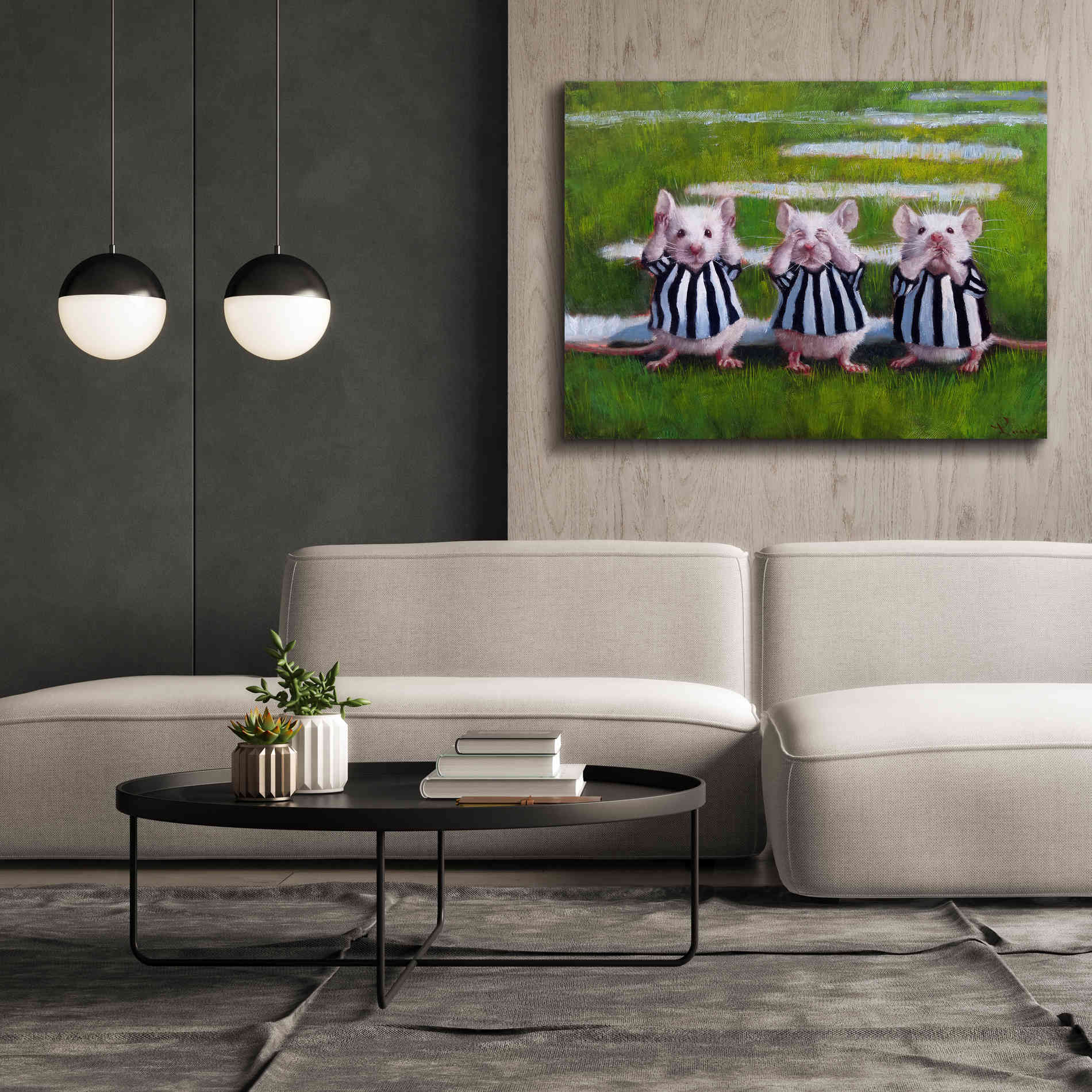 'Three Blind Mice' by Lucia Heffernan, Canvas Wall Art,54x40