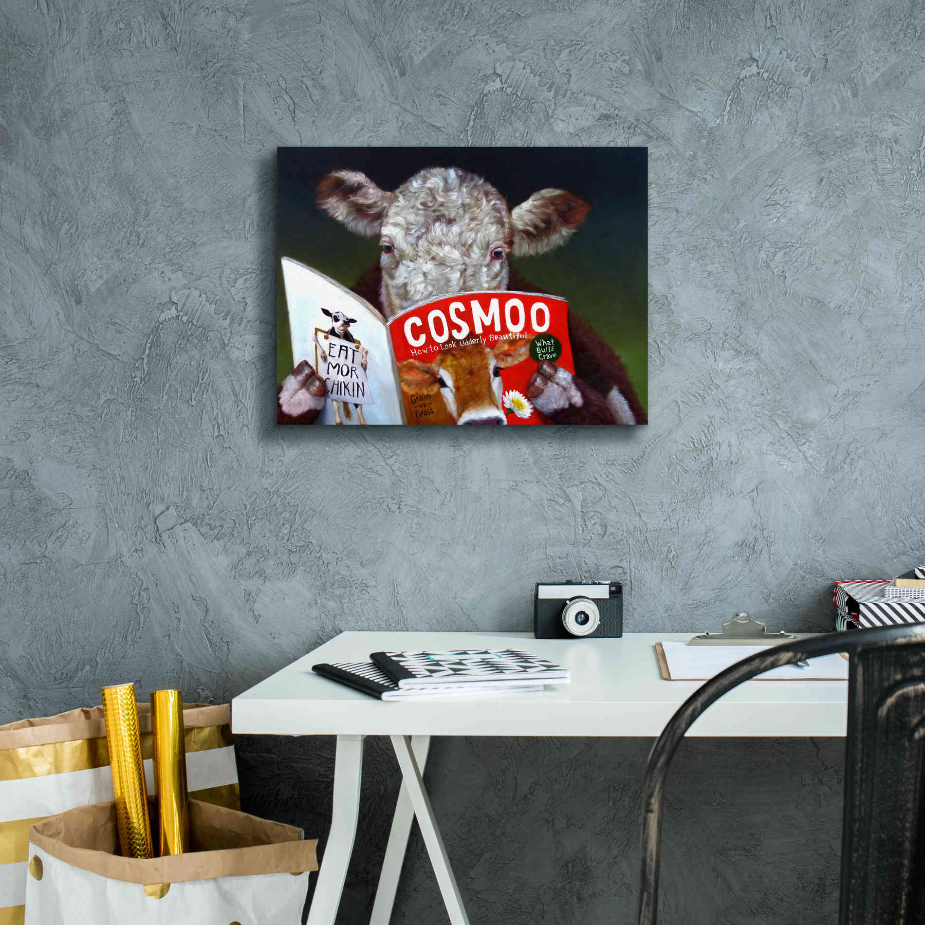 'Cow Tips' by Lucia Heffernan, Canvas Wall Art,16x12