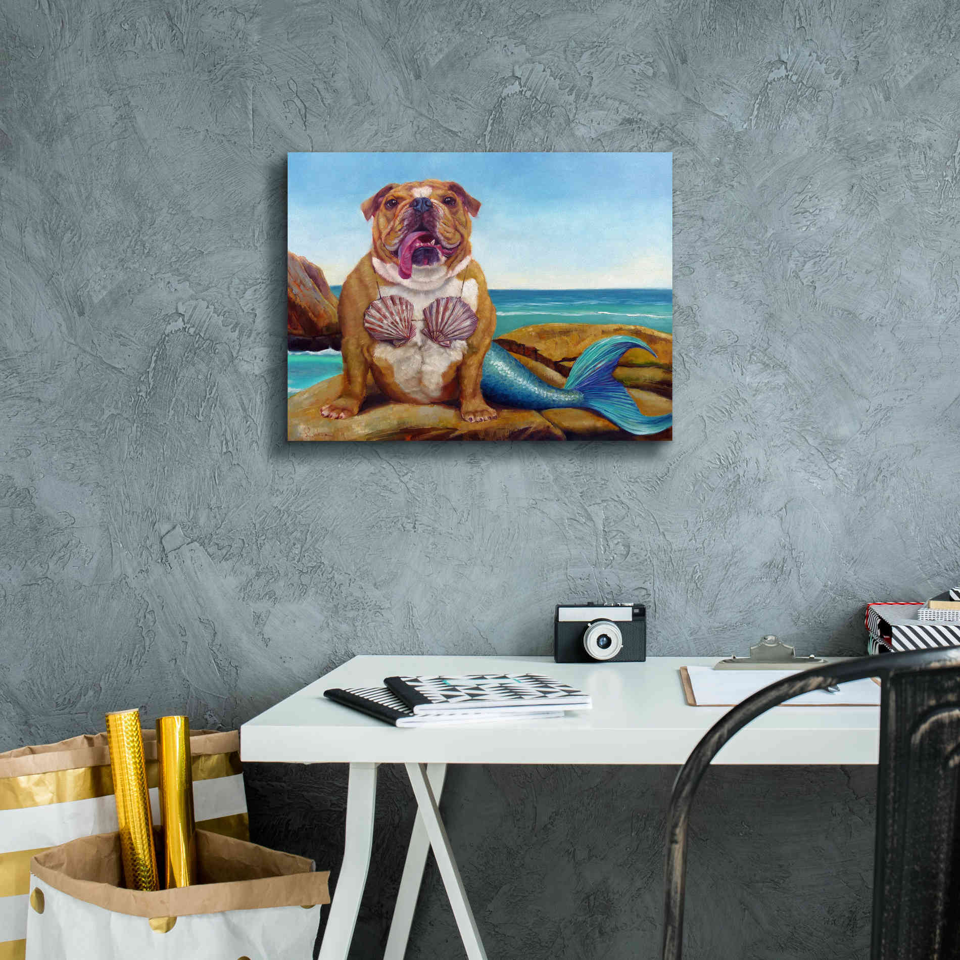 'Mermaid Dog' by Lucia Heffernan, Canvas Wall Art,16x12