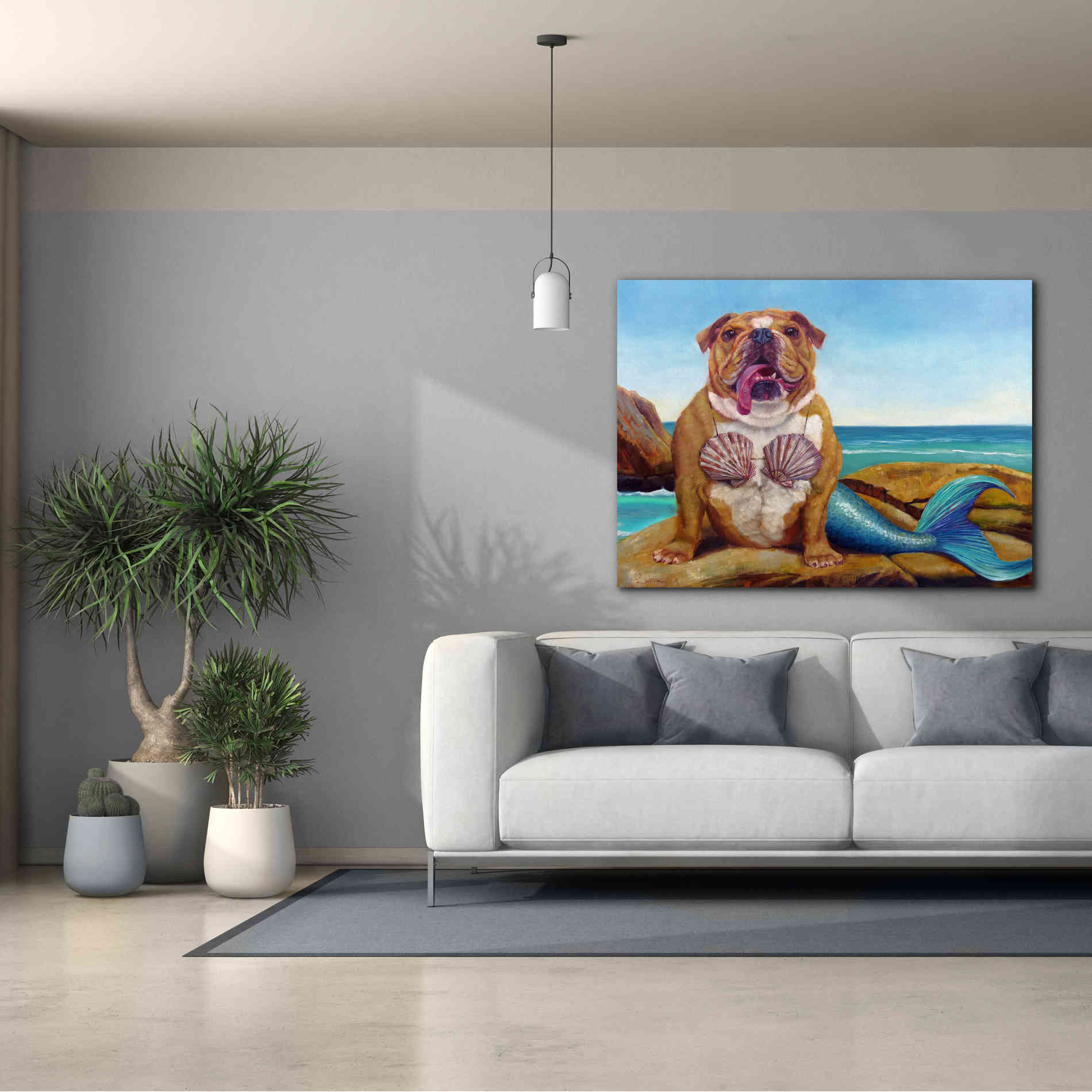 'Mermaid Dog' by Lucia Heffernan, Canvas Wall Art,54x40