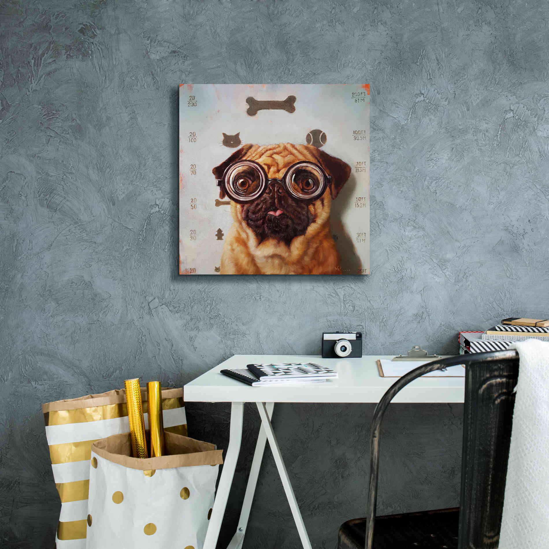 'Canine Eye Exam' by Lucia Heffernan, Canvas Wall Art,18x18