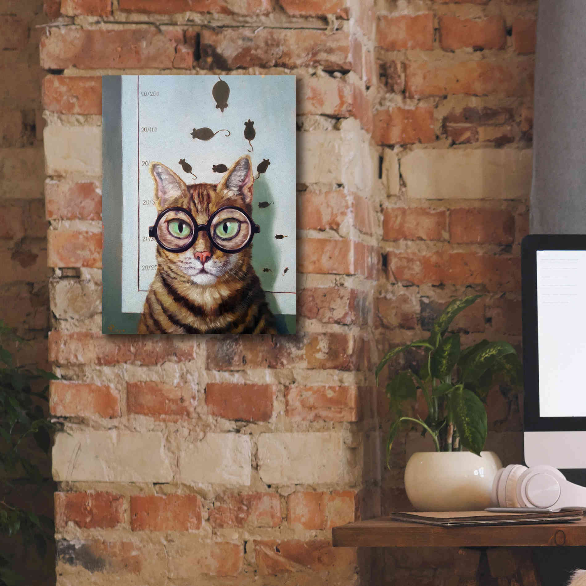 'Feline Eye Exam' by Lucia Heffernan, Canvas Wall Art,12x16