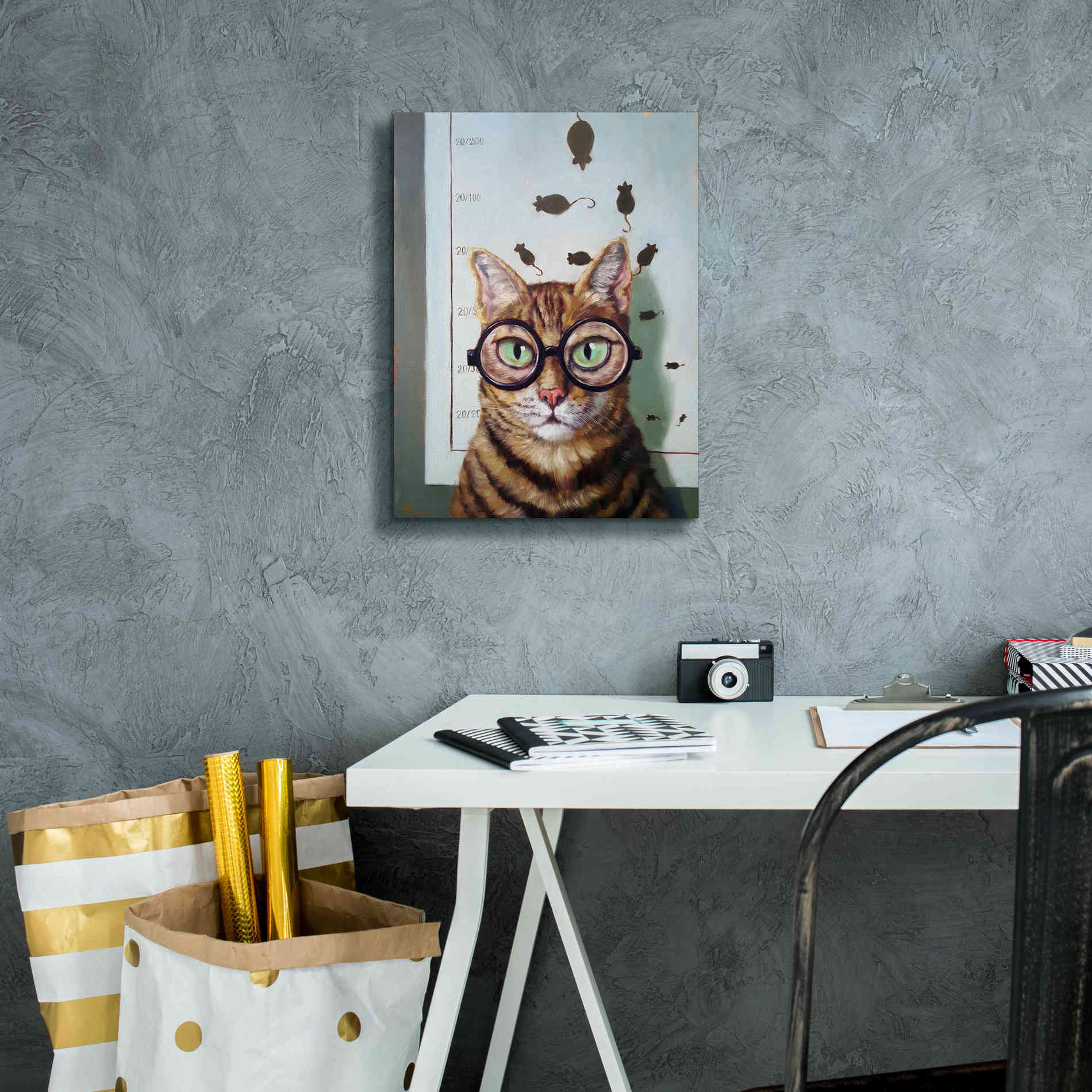 'Feline Eye Exam' by Lucia Heffernan, Canvas Wall Art,12x16