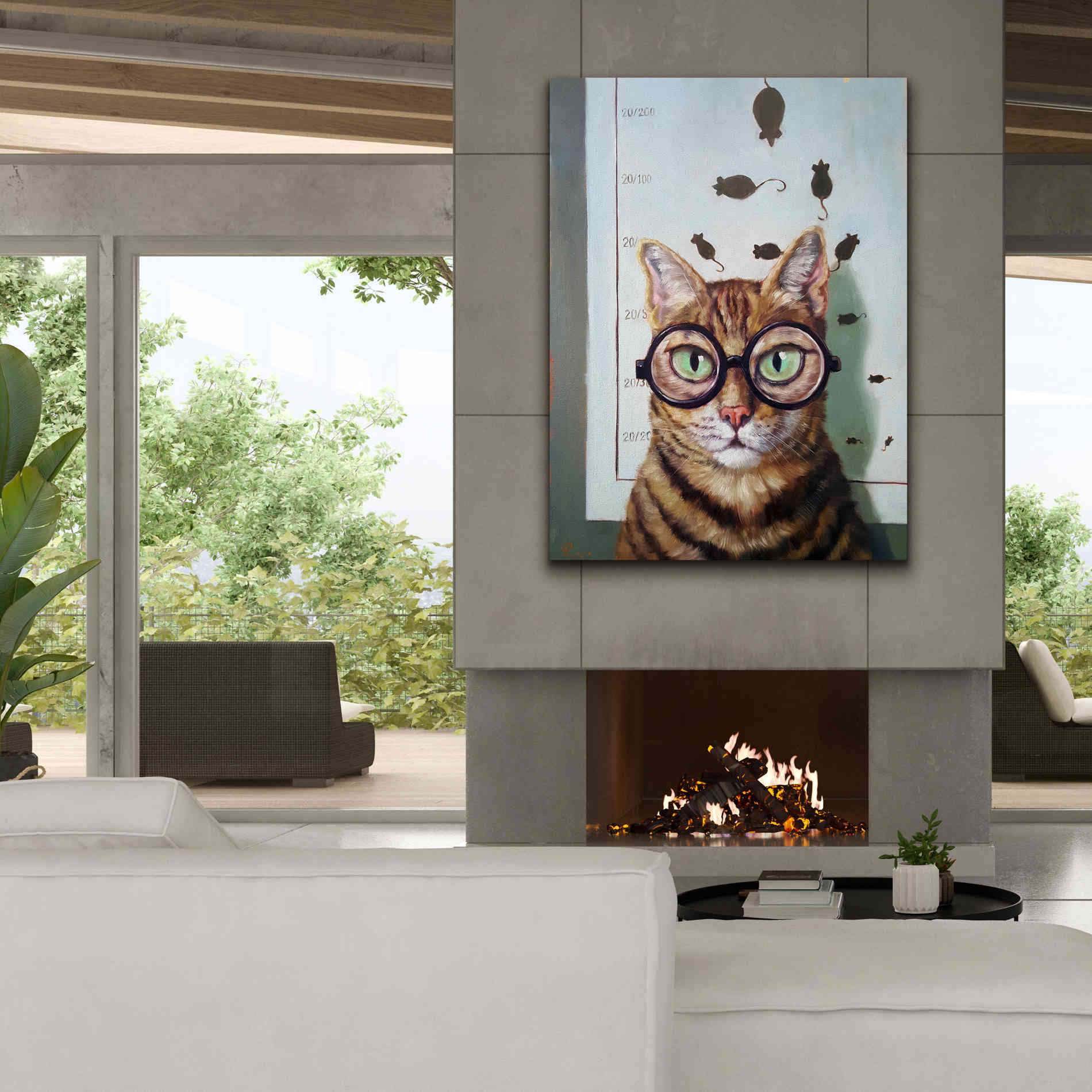 'Feline Eye Exam' by Lucia Heffernan, Canvas Wall Art,40x54