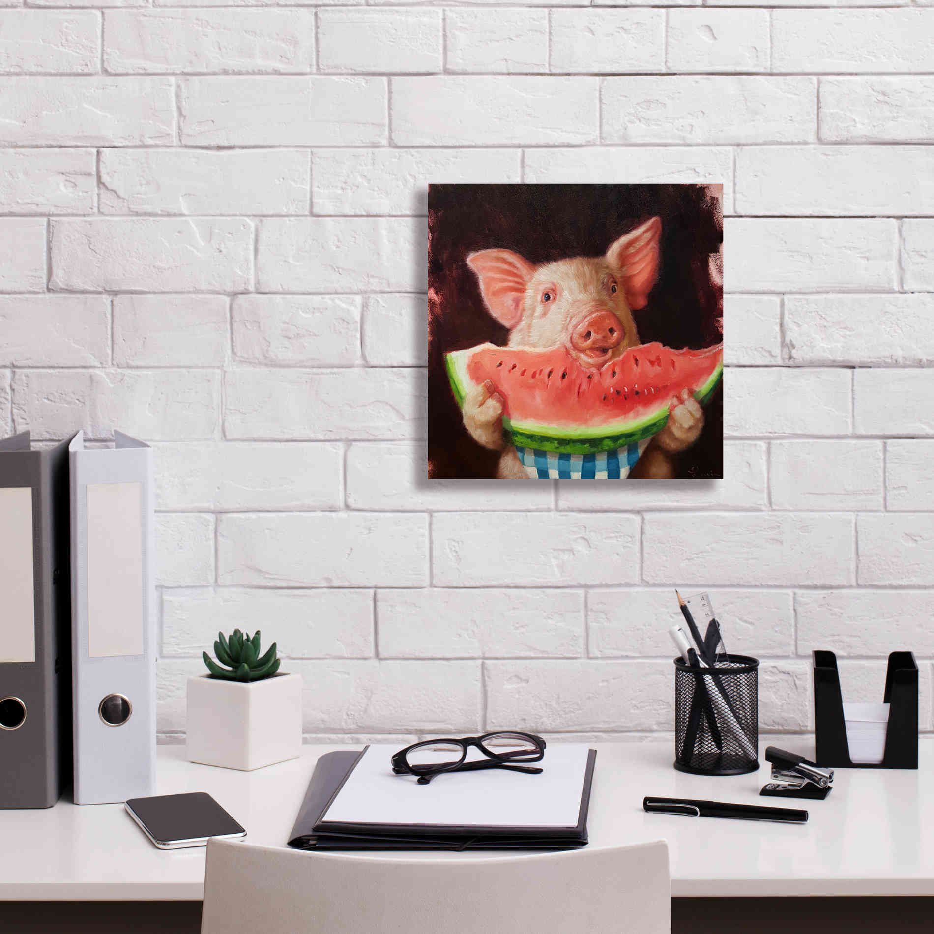 'Pig Out' by Lucia Heffernan, Canvas Wall Art,12x12