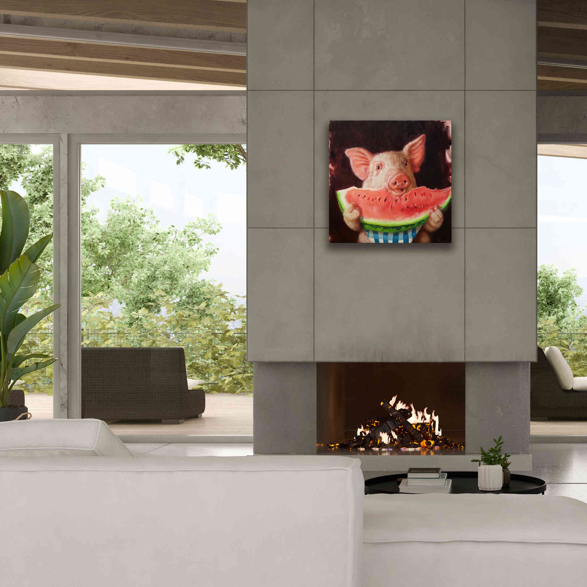 'Pig Out' by Lucia Heffernan, Canvas Wall Art,26x26