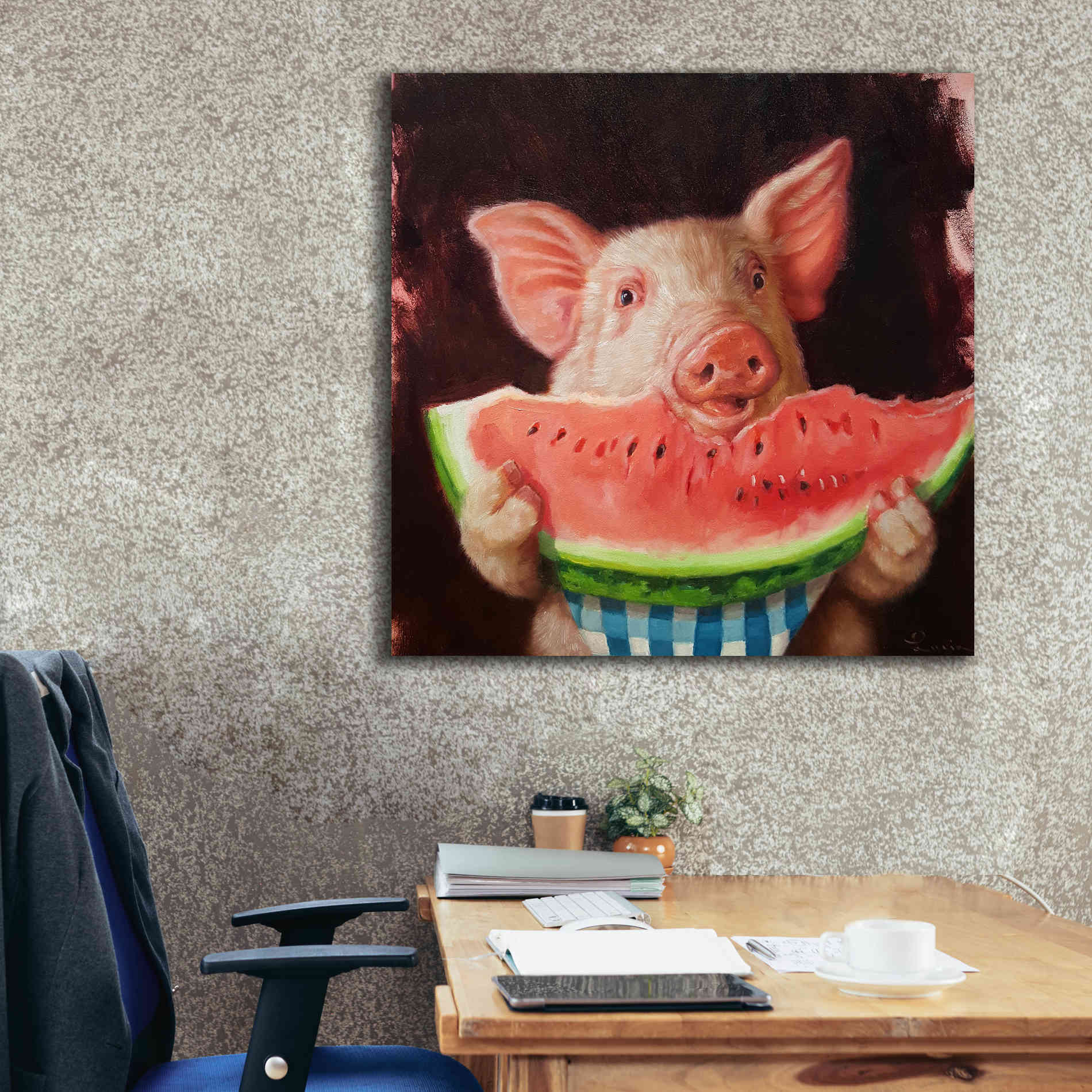 'Pig Out' by Lucia Heffernan, Canvas Wall Art,37x37