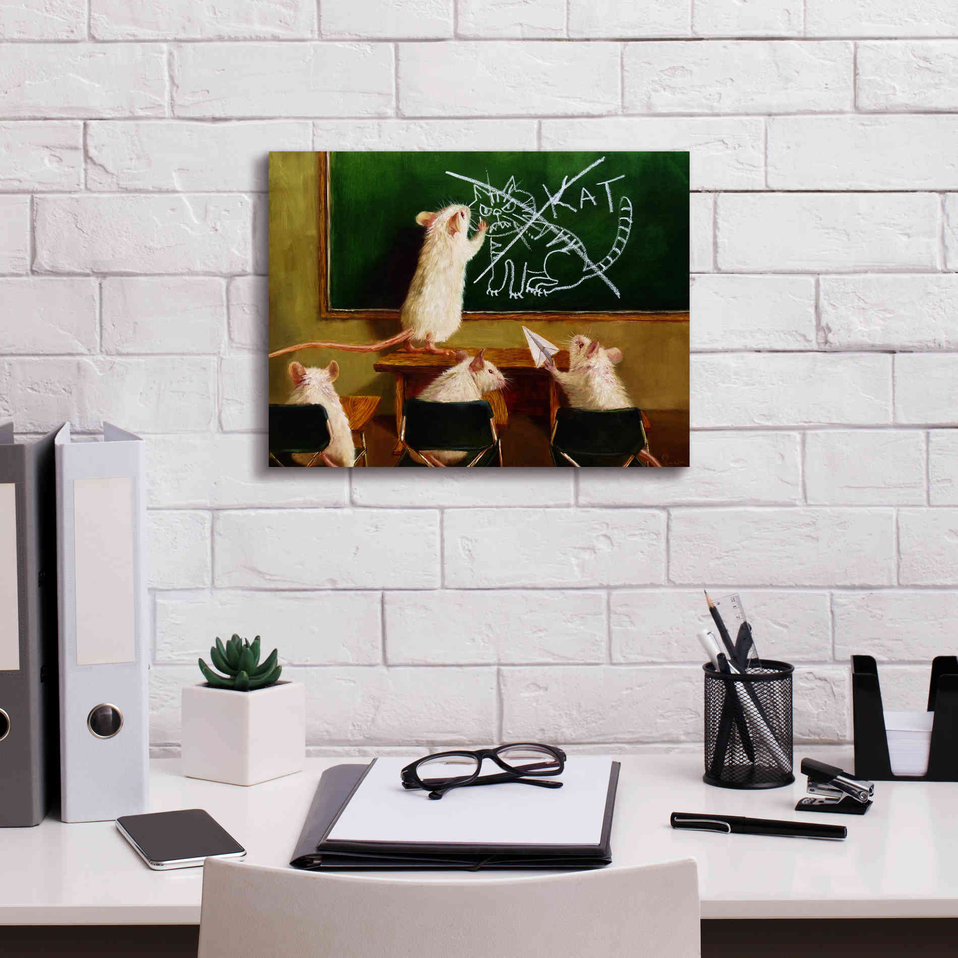 'When the Cat Is Away' by Lucia Heffernan, Canvas Wall Art,16x12