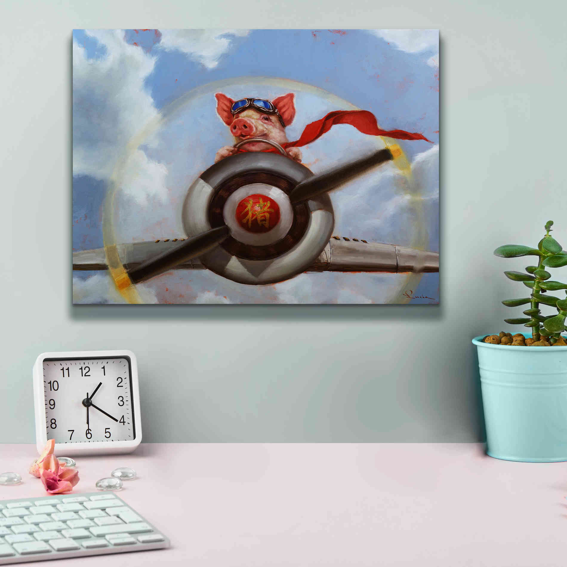 'When Pigs Fly' by Lucia Heffernan, Canvas Wall Art,16x12