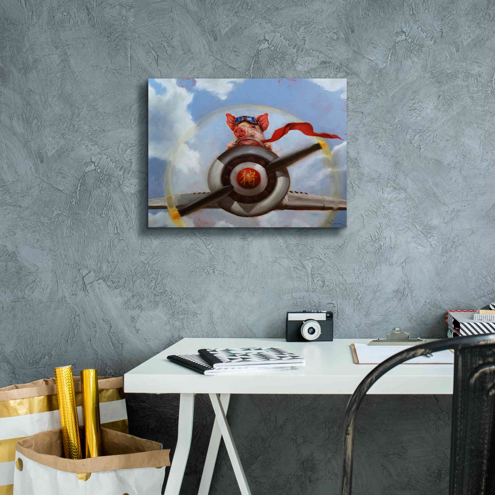 'When Pigs Fly' by Lucia Heffernan, Canvas Wall Art,16x12