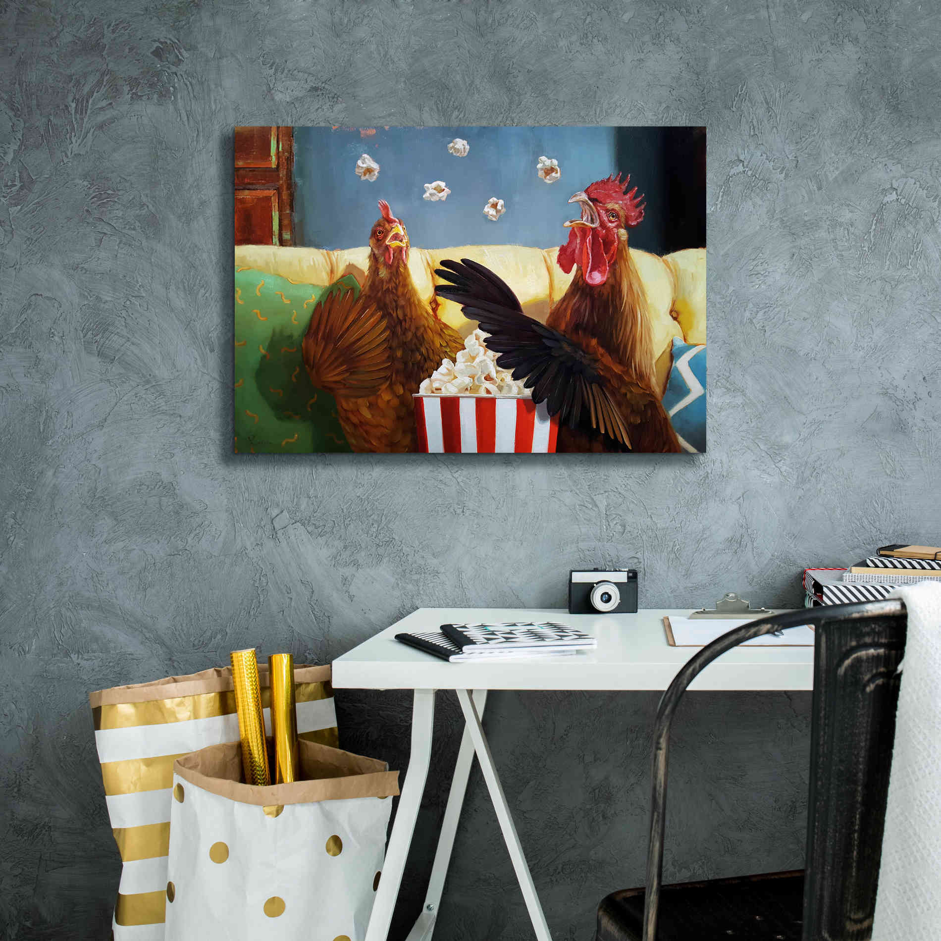 'Popcorn Chickens' by Lucia Heffernan, Canvas Wall Art,26x18