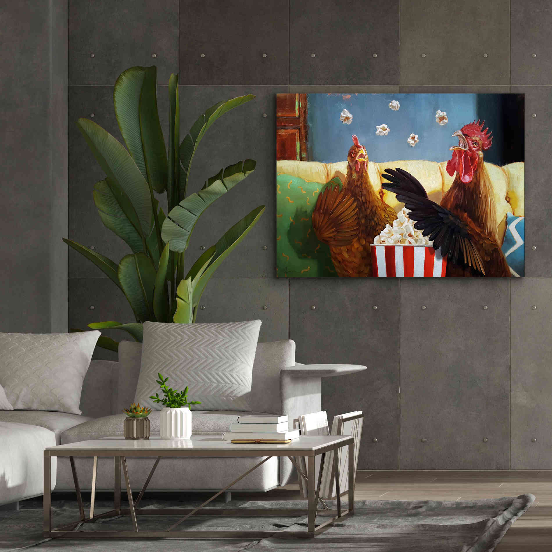 'Popcorn Chickens' by Lucia Heffernan, Canvas Wall Art,54x40