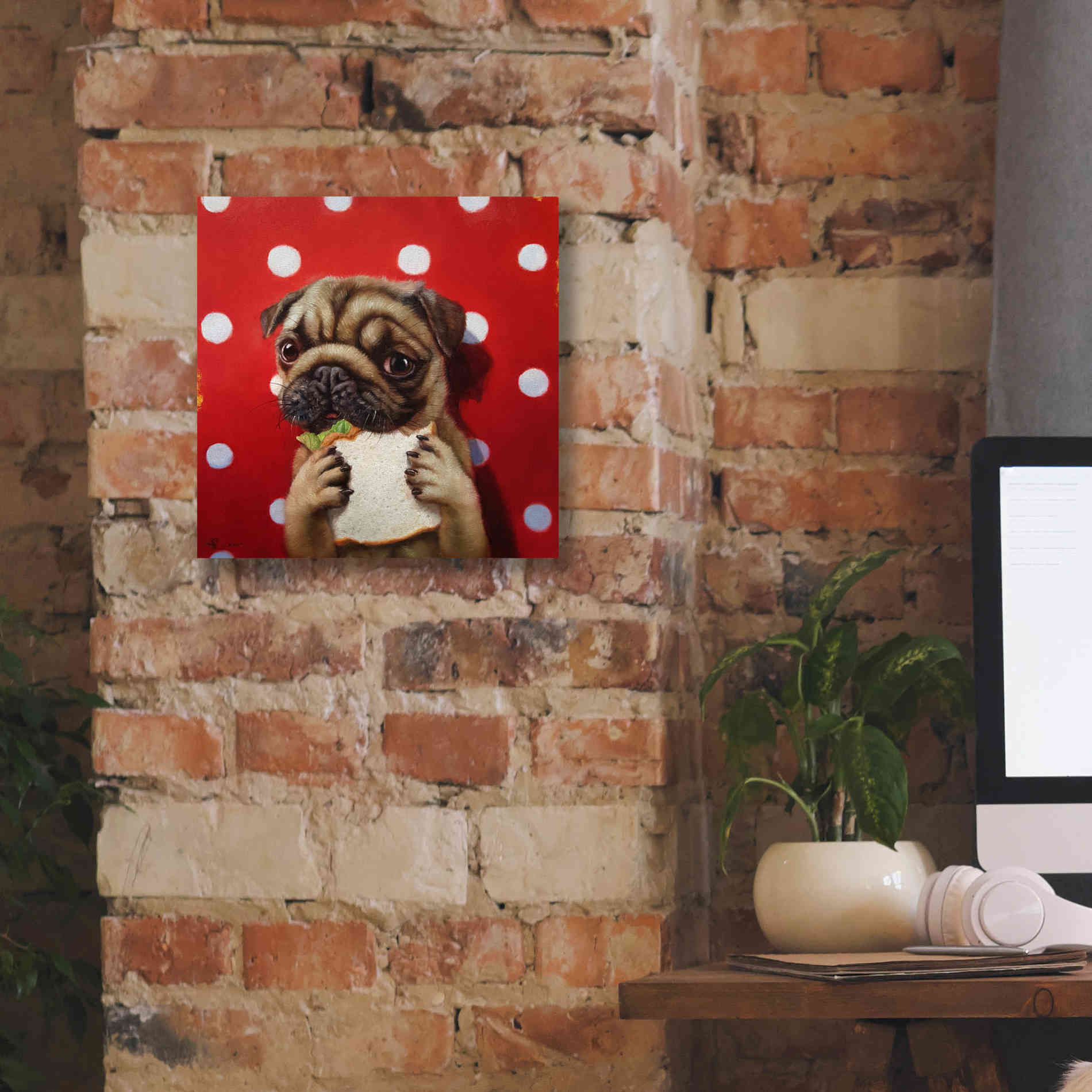'Pugalicious' by Lucia Heffernan, Canvas Wall Art,12x12
