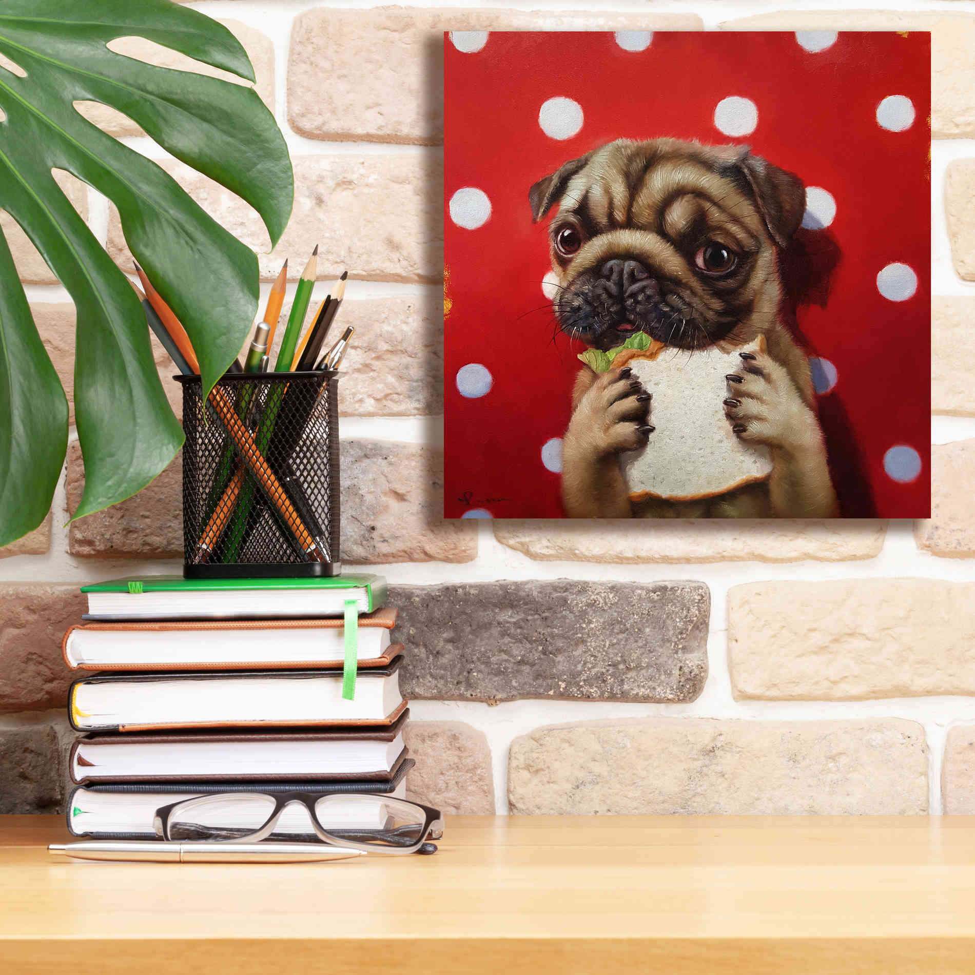 'Pugalicious' by Lucia Heffernan, Canvas Wall Art,12x12