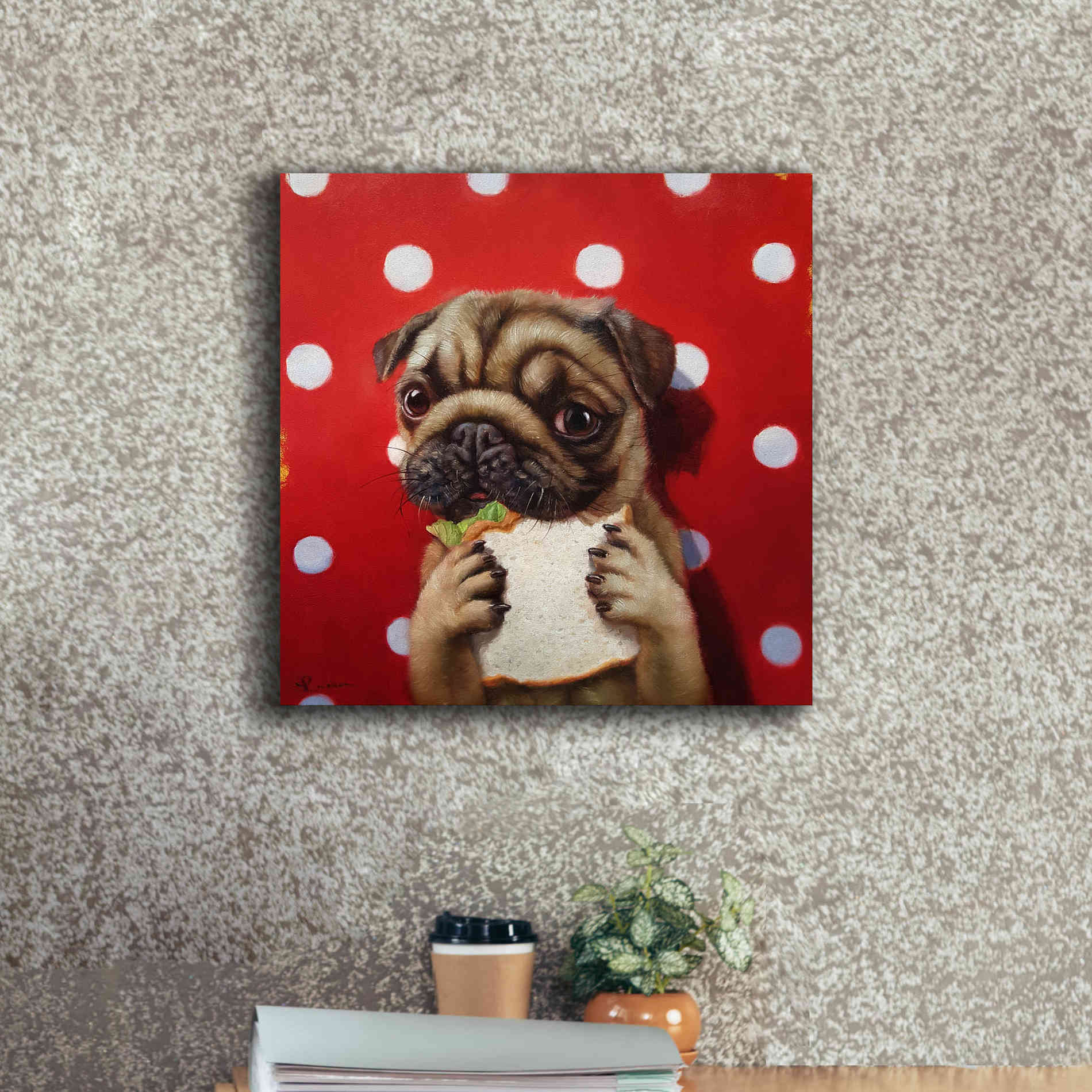 'Pugalicious' by Lucia Heffernan, Canvas Wall Art,18x18