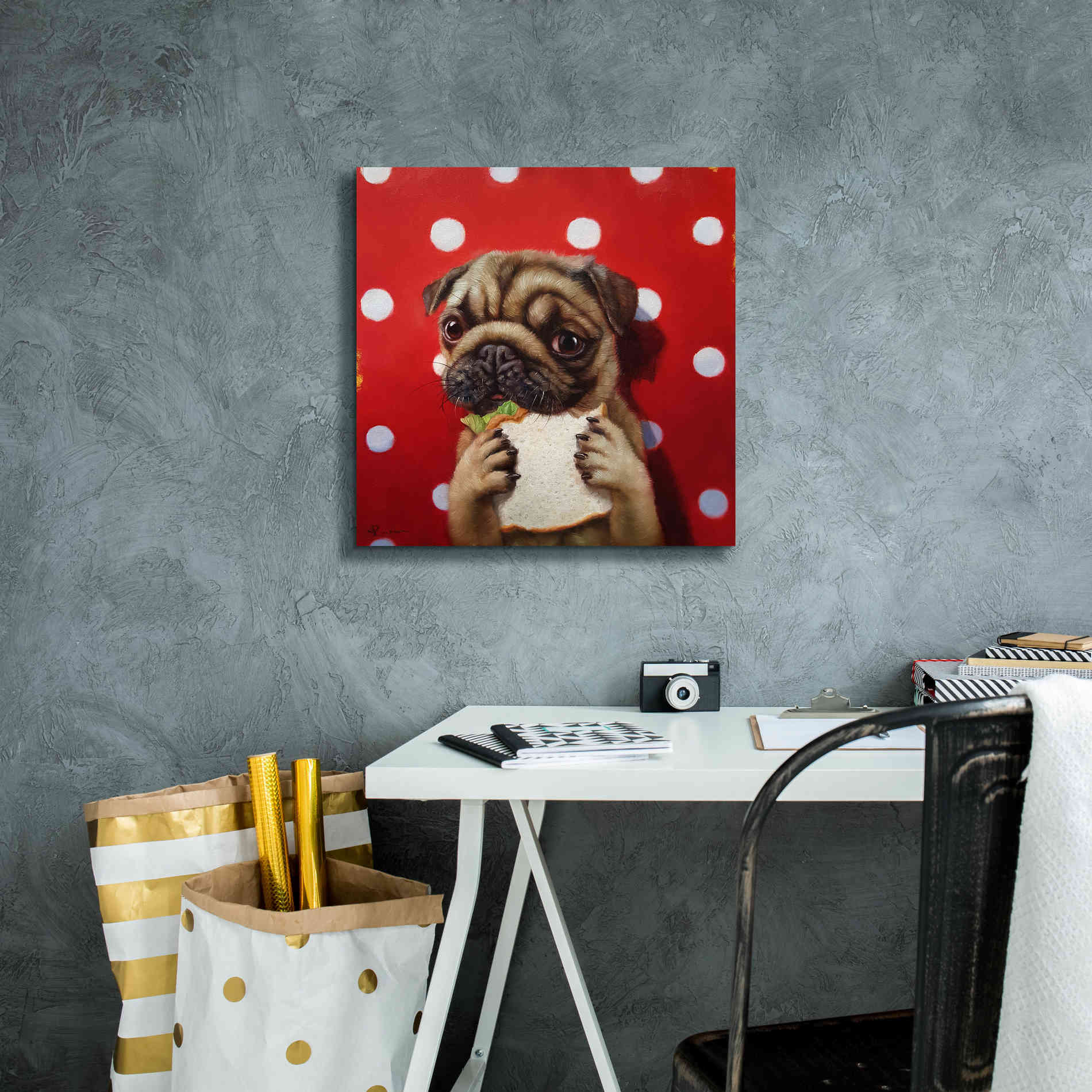 'Pugalicious' by Lucia Heffernan, Canvas Wall Art,18x18