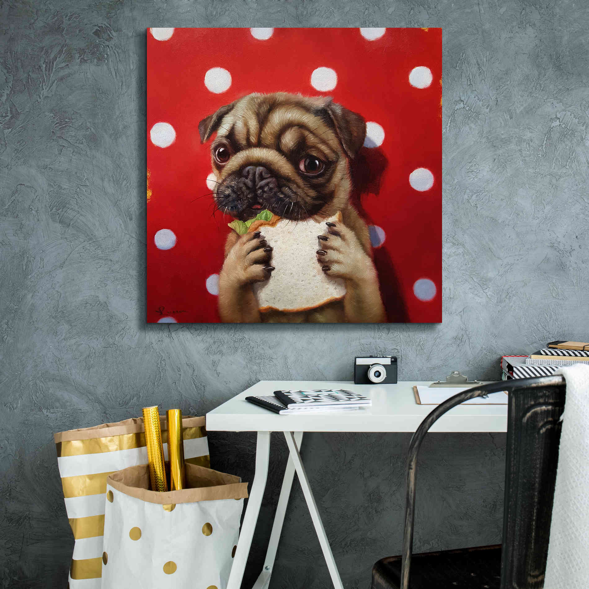'Pugalicious' by Lucia Heffernan, Canvas Wall Art,26x26