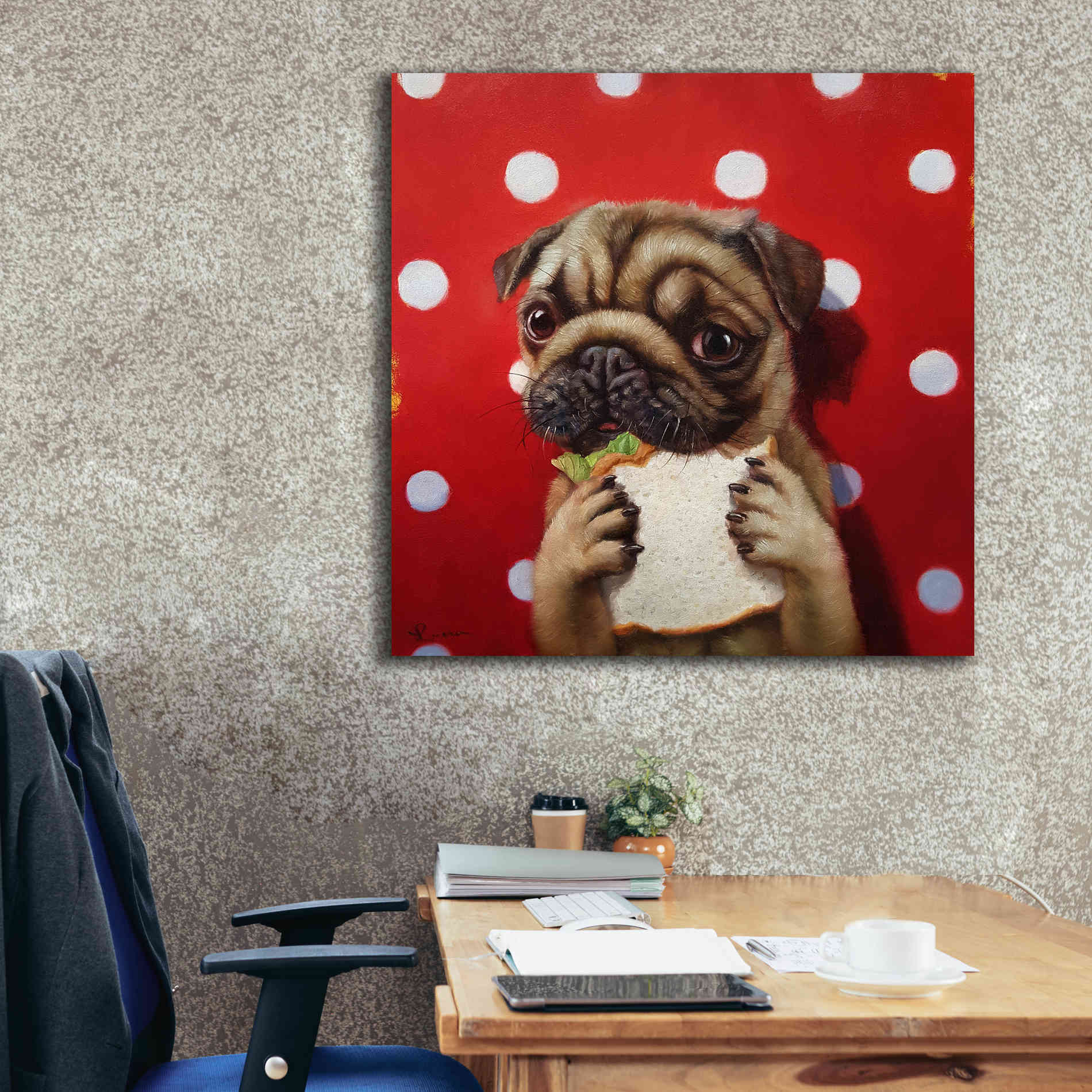 'Pugalicious' by Lucia Heffernan, Canvas Wall Art,37x37