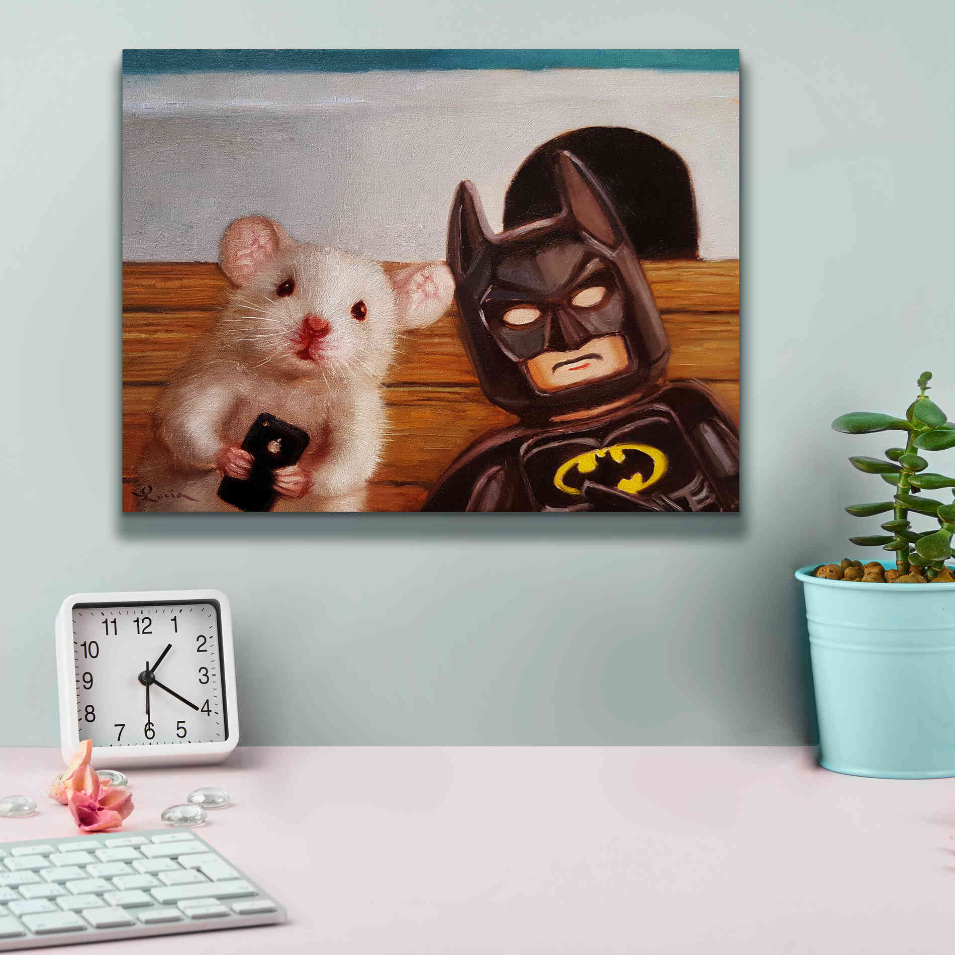 'Selfie with Batman' by Lucia Heffernan, Canvas Wall Art,16x12