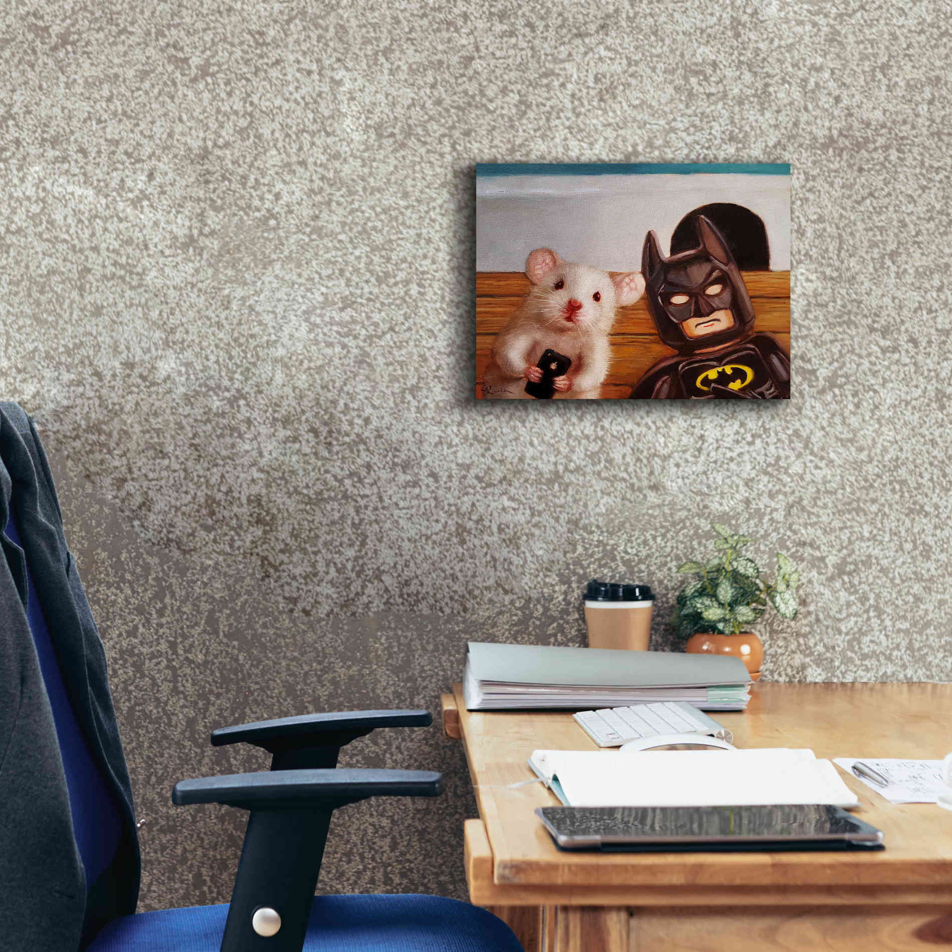 'Selfie with Batman' by Lucia Heffernan, Canvas Wall Art,16x12