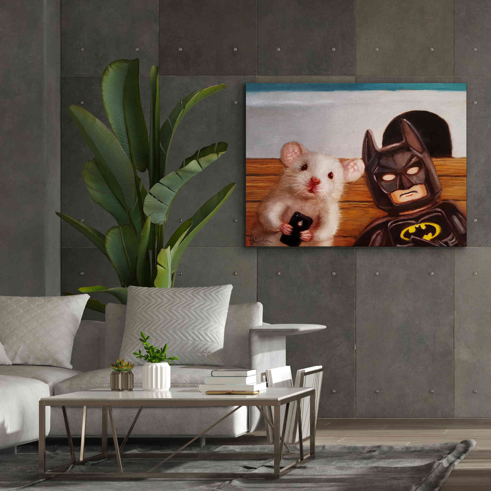 'Selfie with Batman' by Lucia Heffernan, Canvas Wall Art,54x40