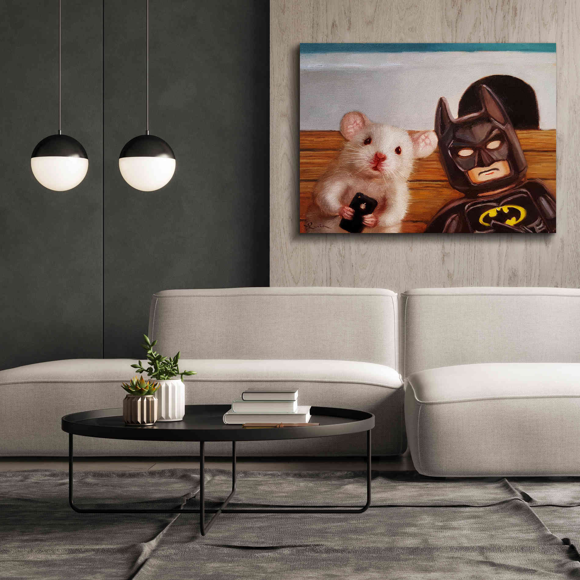 'Selfie with Batman' by Lucia Heffernan, Canvas Wall Art,54x40
