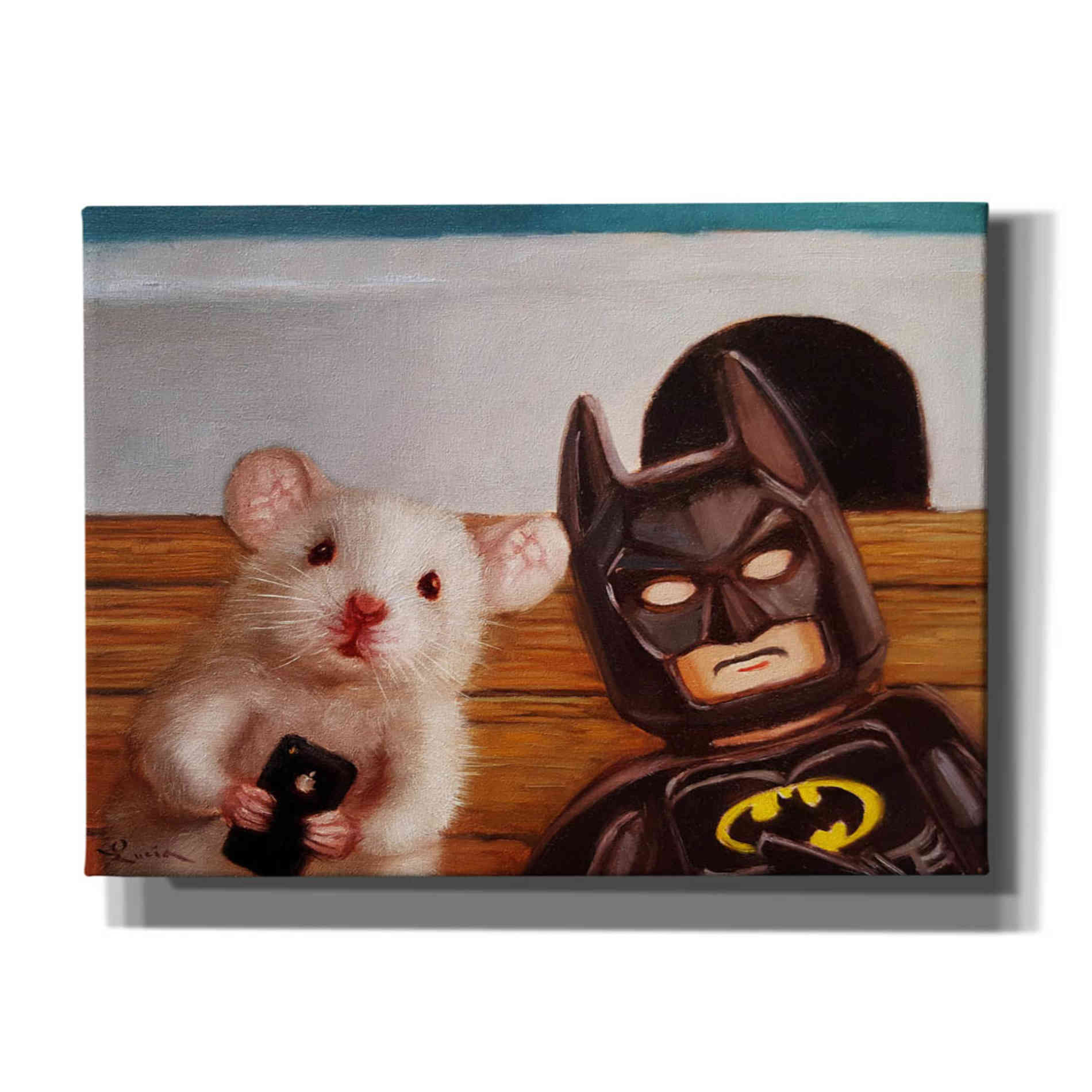 'Selfie with Batman' by Lucia Heffernan, Canvas Wall Art