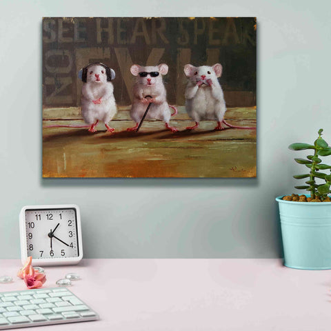 Image of 'Three Wise Mice' by Lucia Heffernan, Canvas Wall Art,16x12