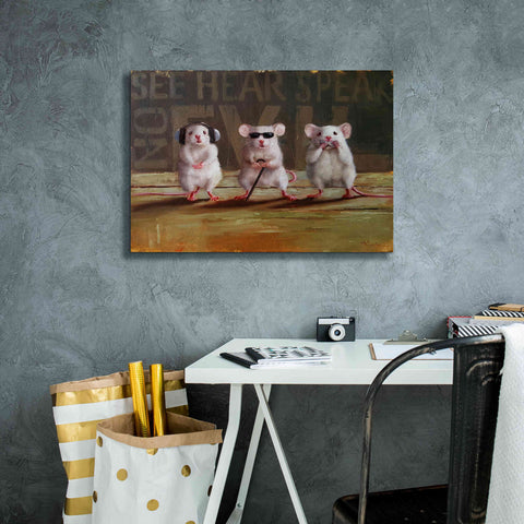 Image of 'Three Wise Mice' by Lucia Heffernan, Canvas Wall Art,26x18