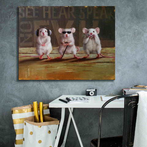Image of 'Three Wise Mice' by Lucia Heffernan, Canvas Wall Art,34x26