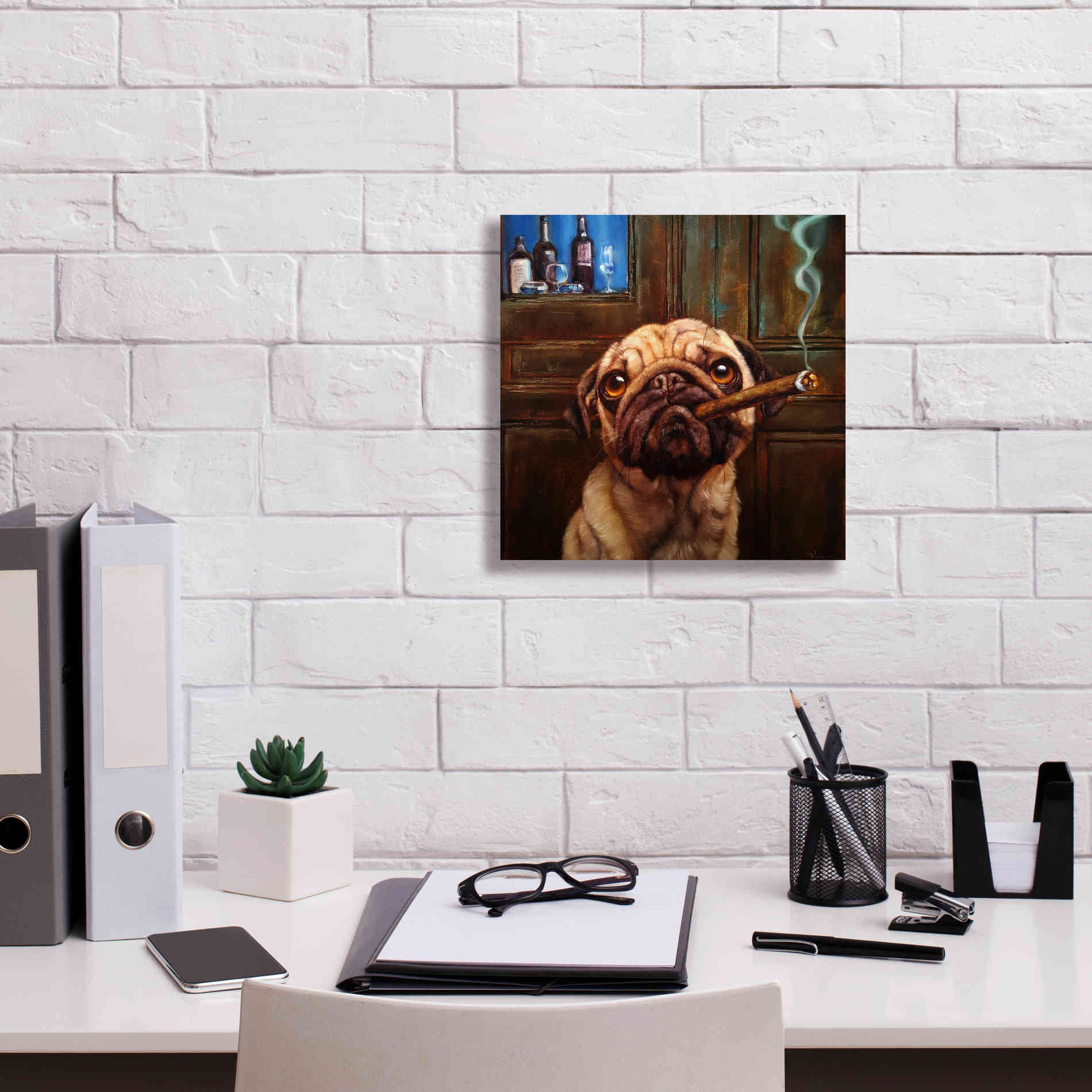 'Uptown Pug' by Lucia Heffernan, Canvas Wall Art,12x12