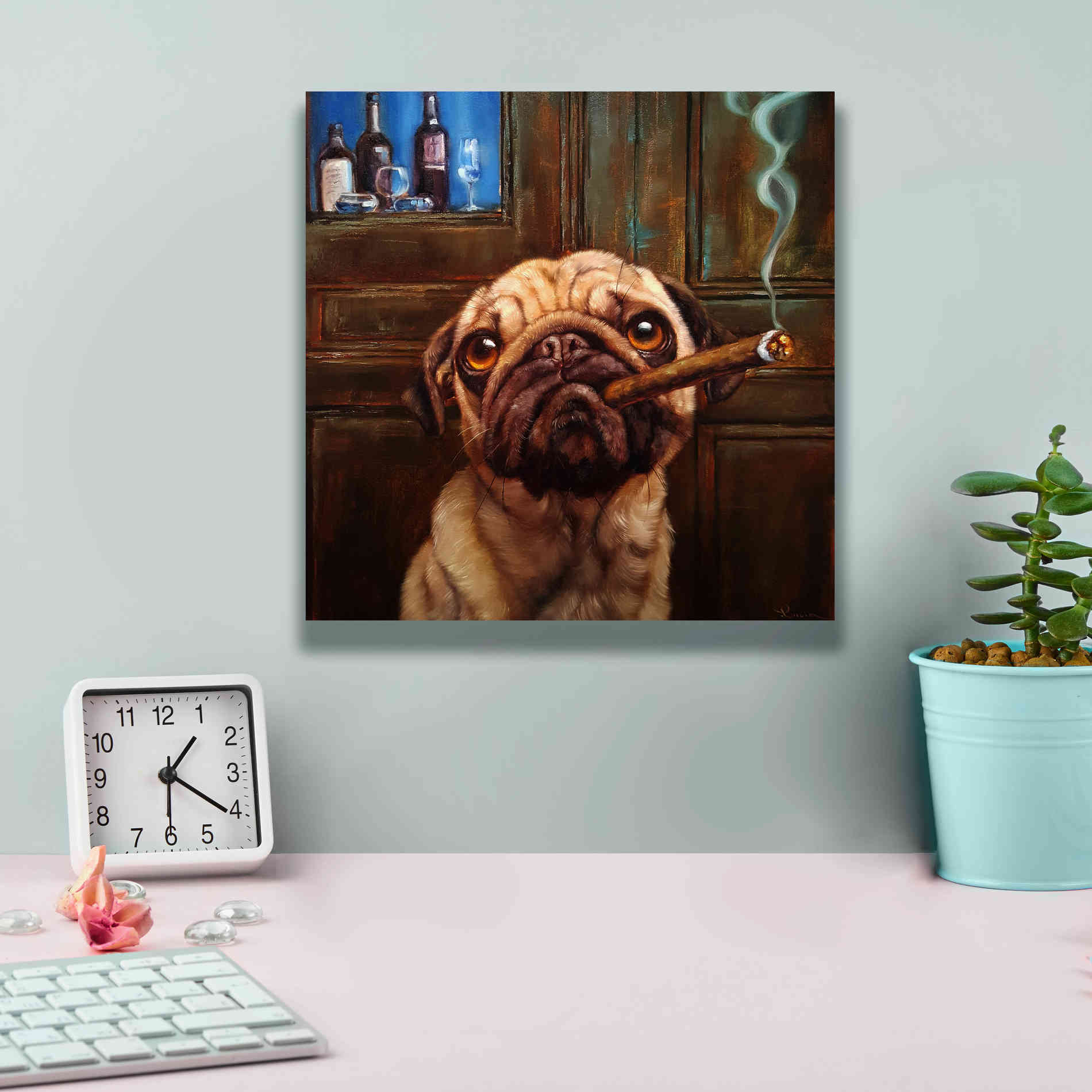 'Uptown Pug' by Lucia Heffernan, Canvas Wall Art,12x12