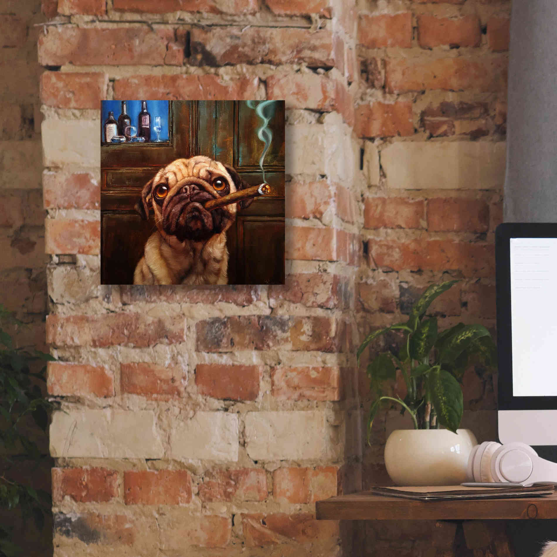 'Uptown Pug' by Lucia Heffernan, Canvas Wall Art,12x12