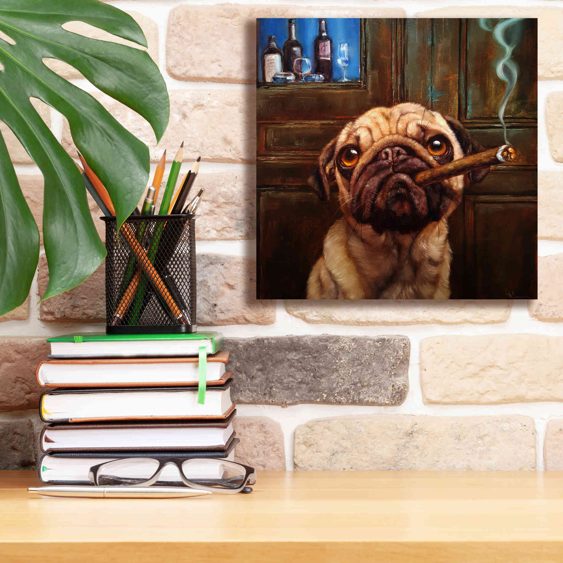'Uptown Pug' by Lucia Heffernan, Canvas Wall Art,12x12