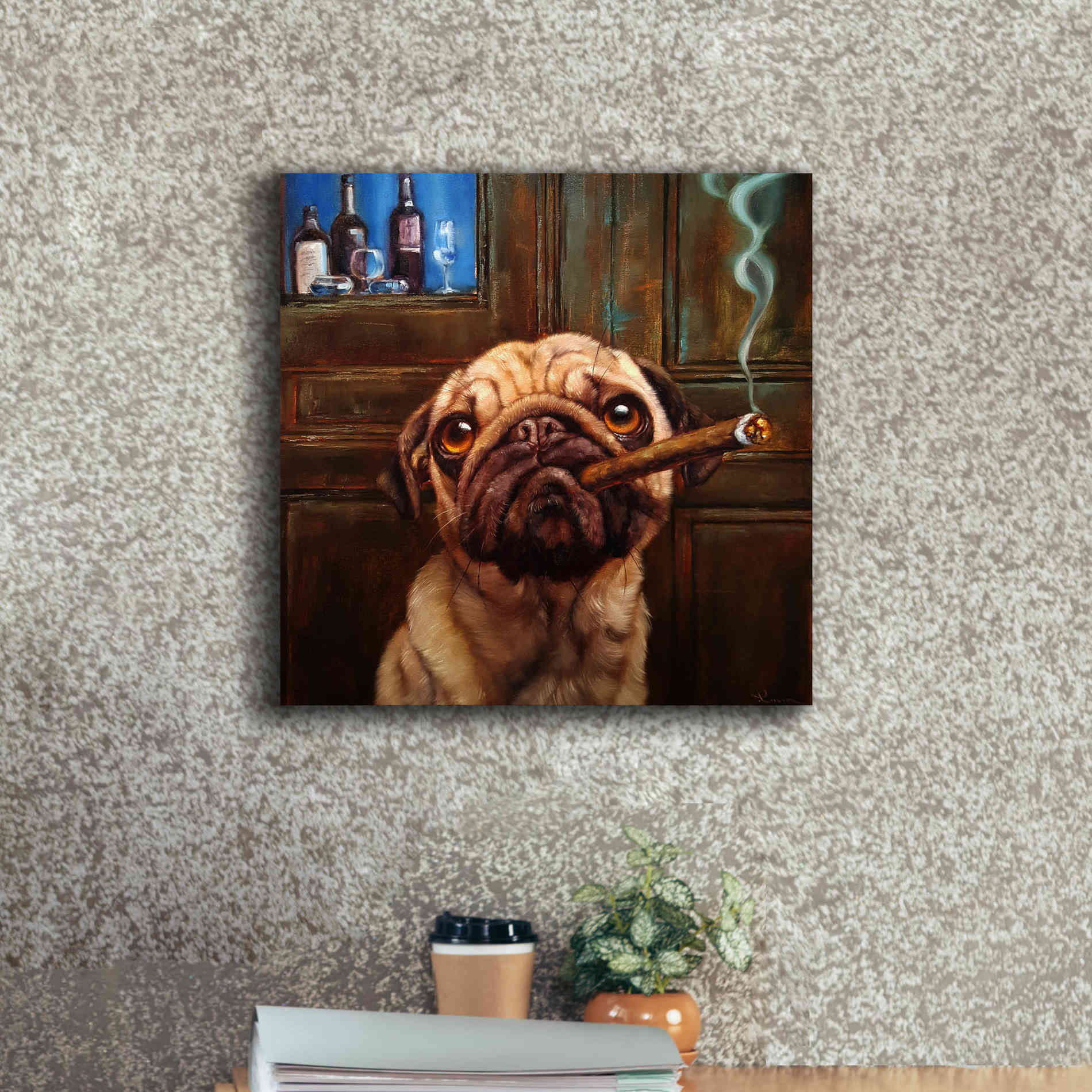 'Uptown Pug' by Lucia Heffernan, Canvas Wall Art,18x18