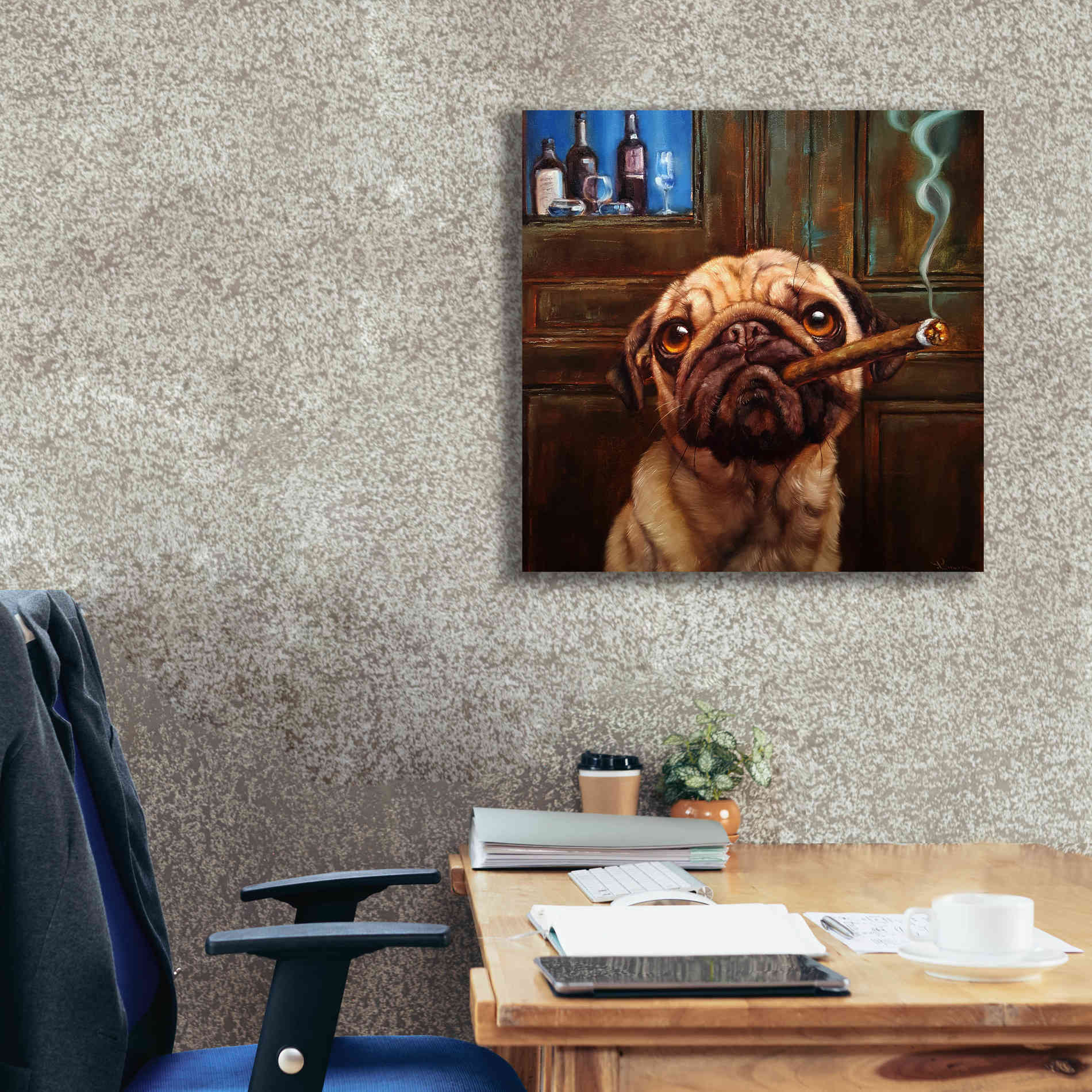 'Uptown Pug' by Lucia Heffernan, Canvas Wall Art,26x26