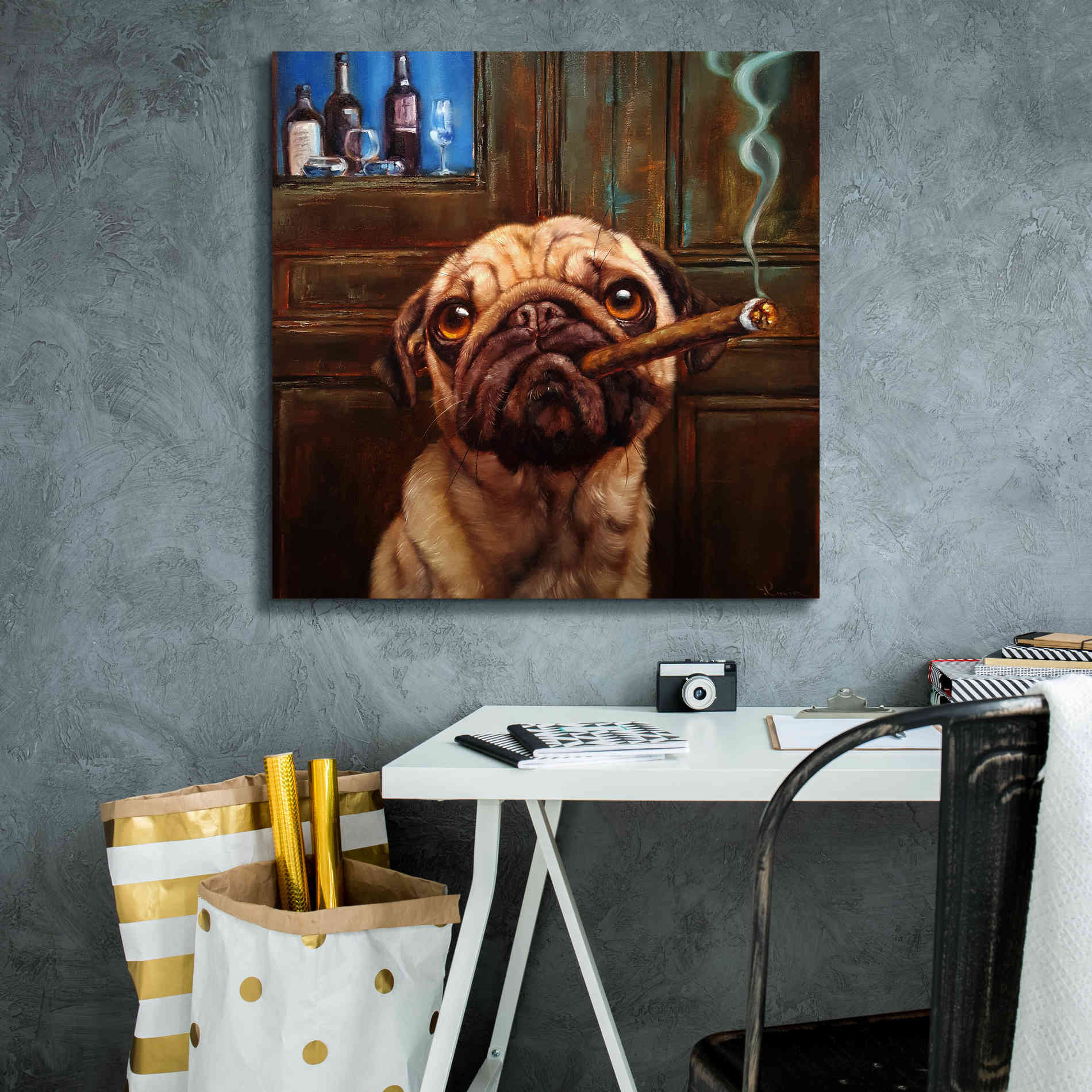 'Uptown Pug' by Lucia Heffernan, Canvas Wall Art,26x26